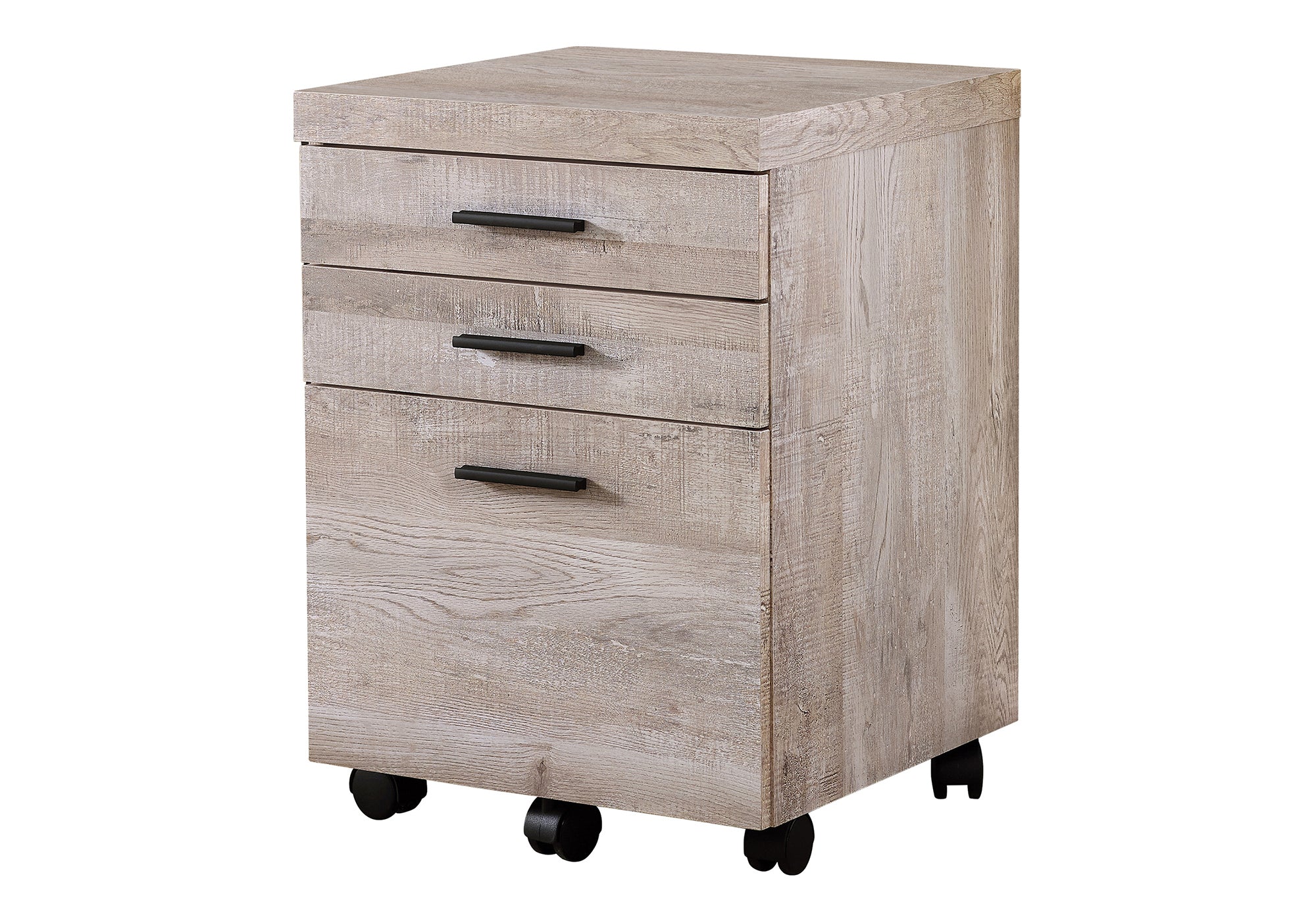 CLASSEUR - 3 TIROIRS / BOIS RÉCUPÉRÉ TAUPE / ROULETTES # I 7402