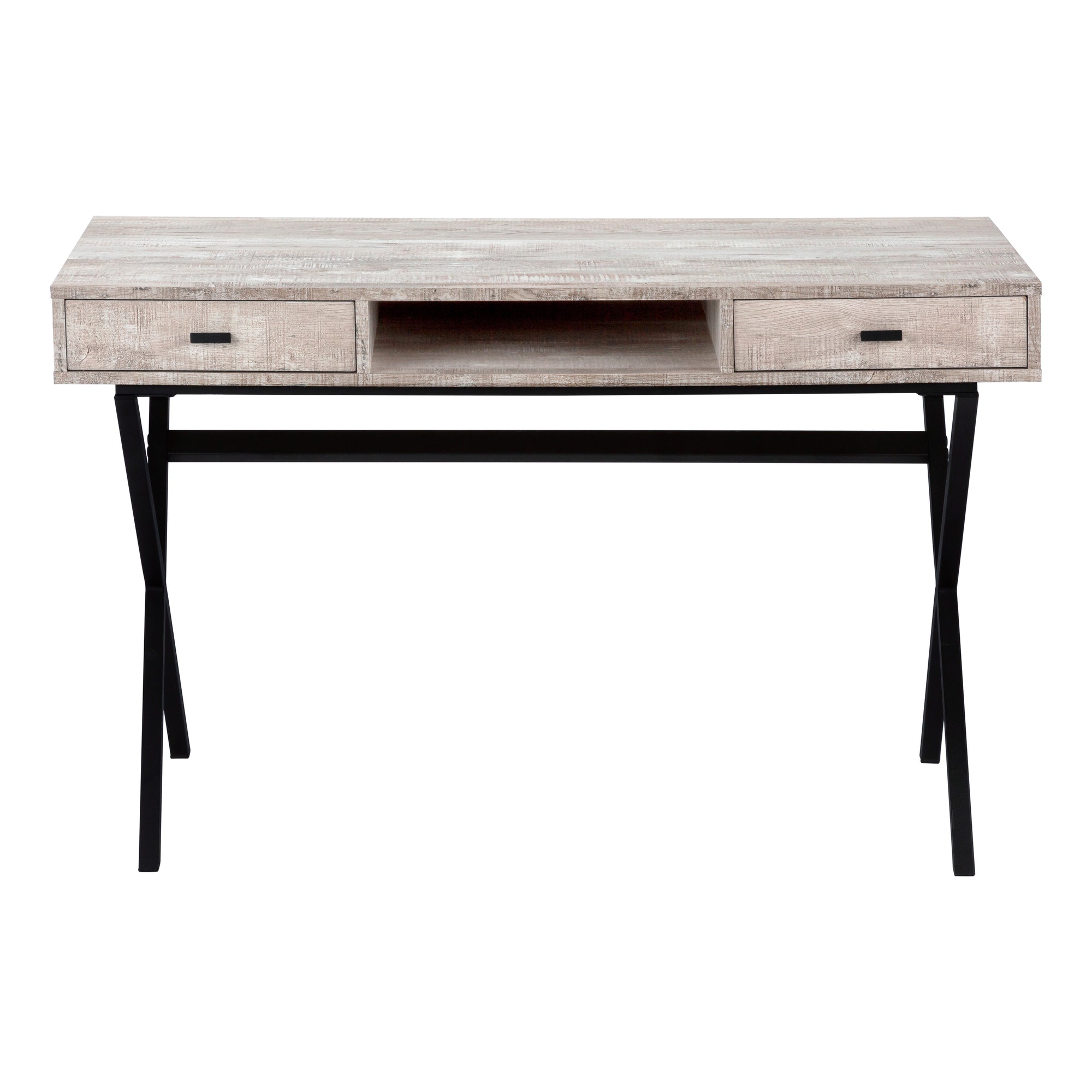 BUREAU D'ORDINATEUR - 48"L / BOIS RÉCUPÉRÉ TAUPE / MÉTAL NOIR # I 7449