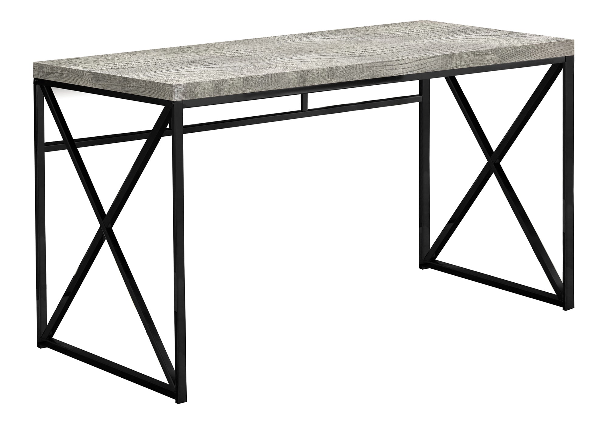 BUREAU D'ORDINATEUR - 48"L / BOIS RÉCUPÉRÉ GRIS / MÉTAL NOIR # I 7451