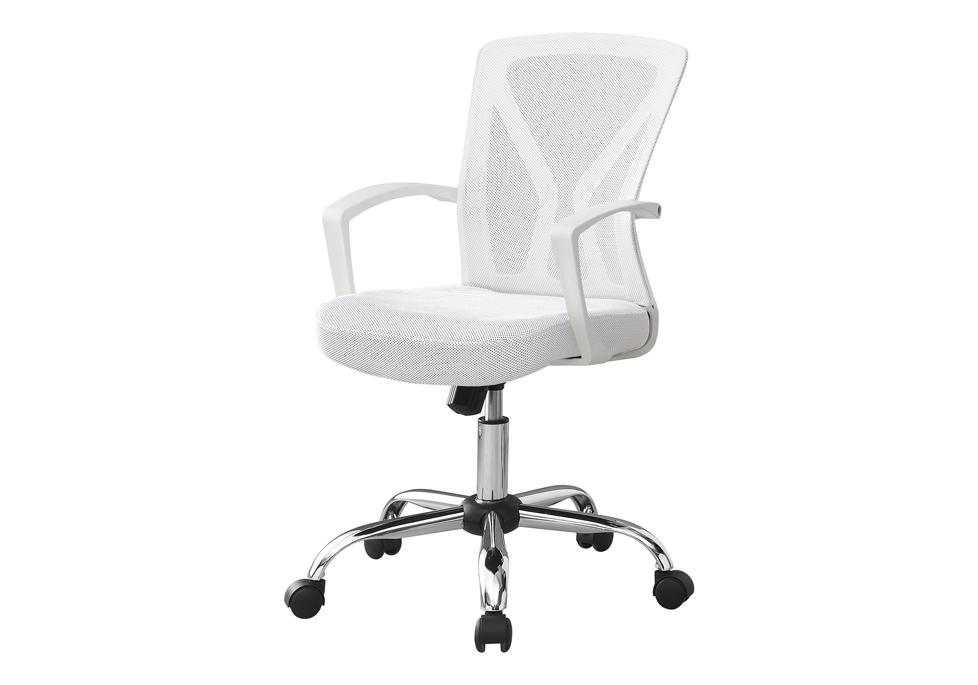 CHAISE DE BUREAU - BASE BLANCHE / CHROME SUR ROULETTES # I 7462