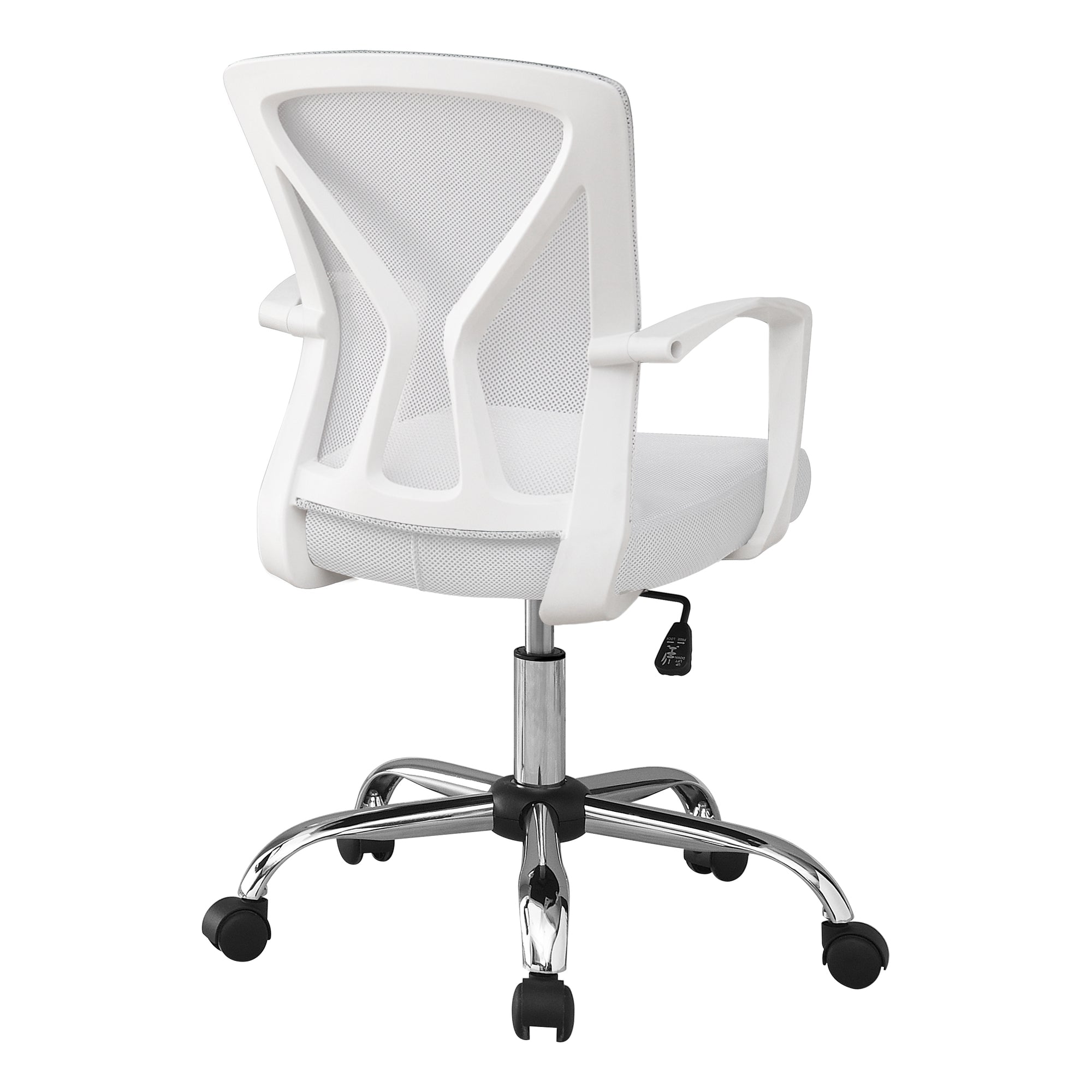 OFFICE CHAIR - WHITE / CHROME BASE ON CASTORS # I 7462