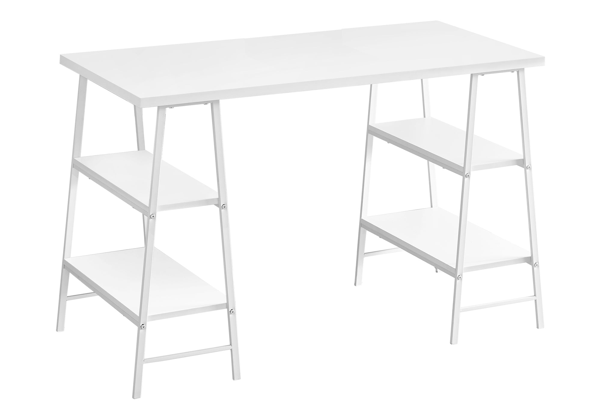 BUREAU D'ORDINATEUR - 48"L / BLANC / MÉTAL BLANC # I 7521