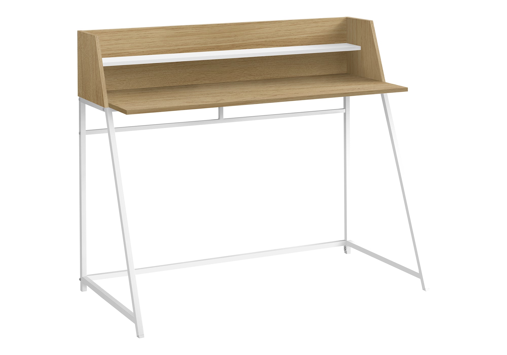 BUREAU D'ORDINATEUR - 48"L / NATUREL / MÉTAL BLANC # I 7543