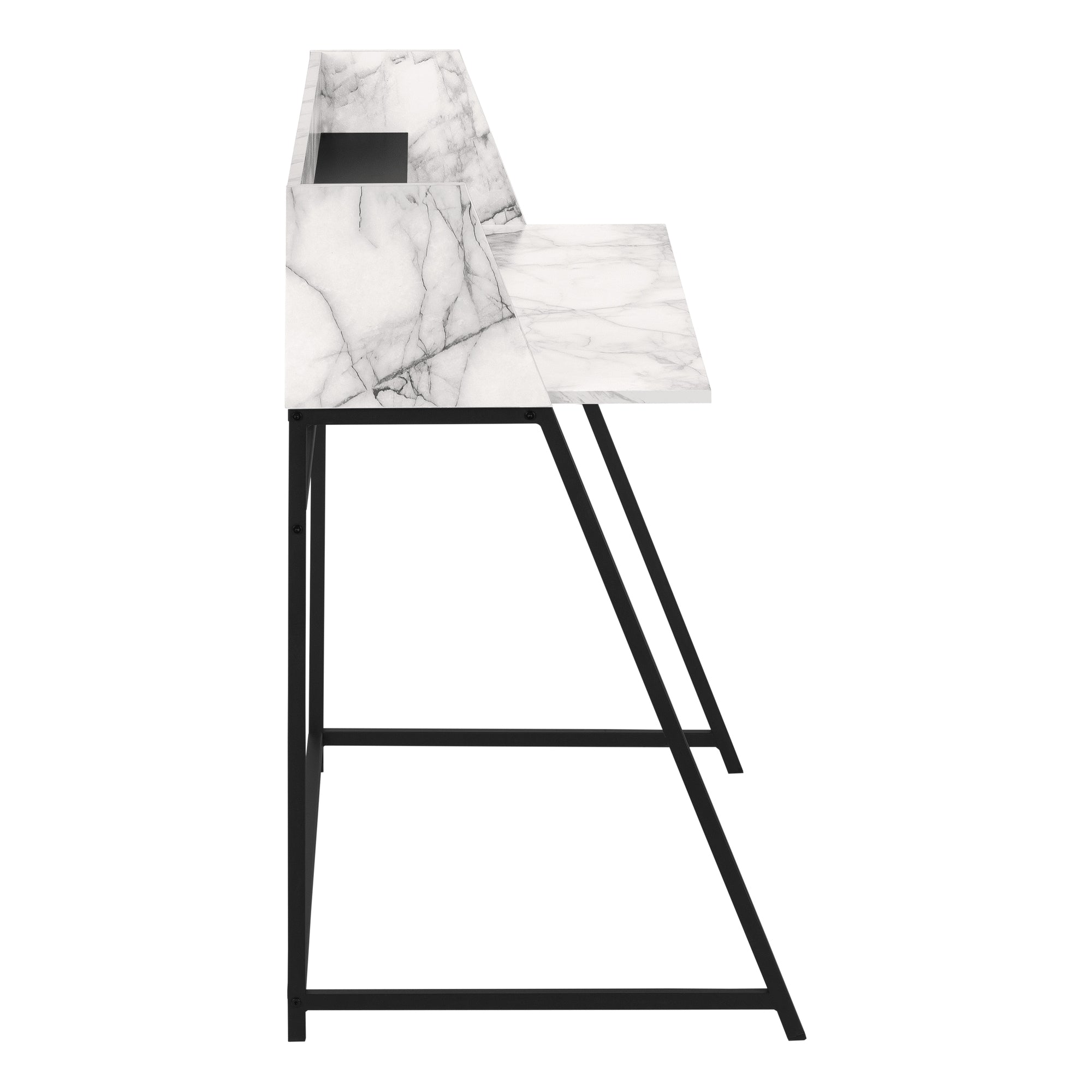 COMPUTER DESK - 48"L / WHITE MARBLE-LOOK / BLACK METAL # I 7549