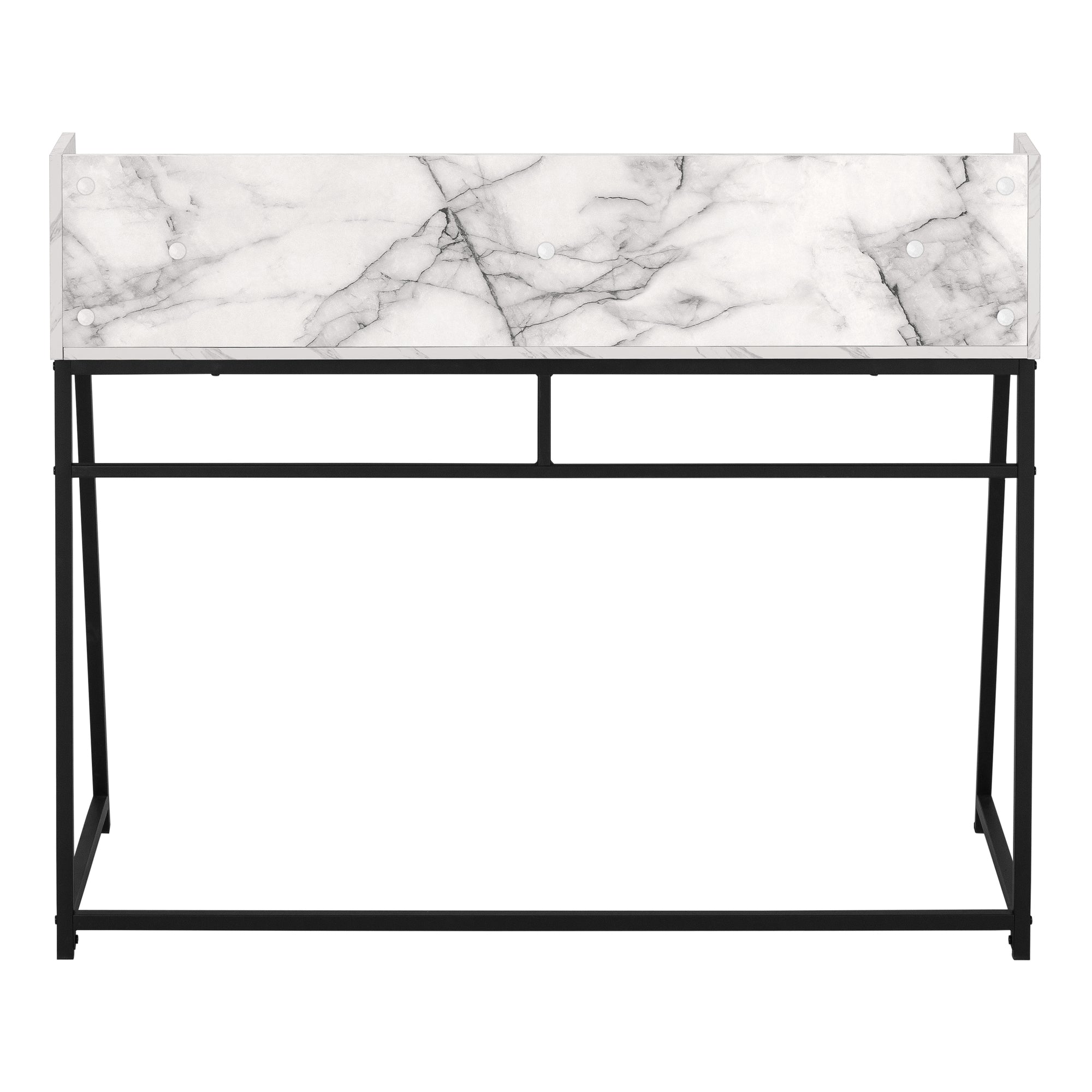 COMPUTER DESK - 48"L / WHITE MARBLE-LOOK / BLACK METAL # I 7549