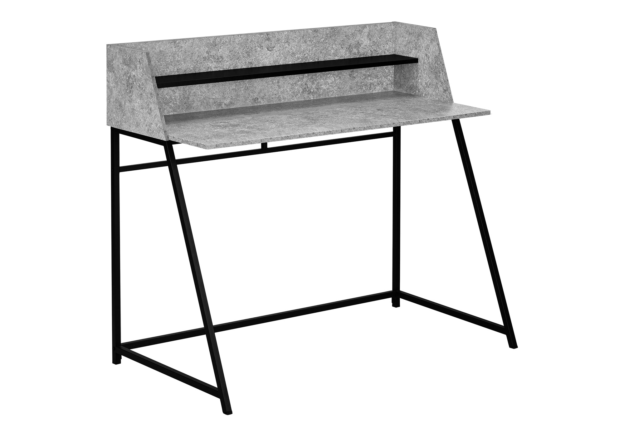 COMPUTER DESK - 48"L / GREY STONE-LOOK / BLACK METAL # I 7550