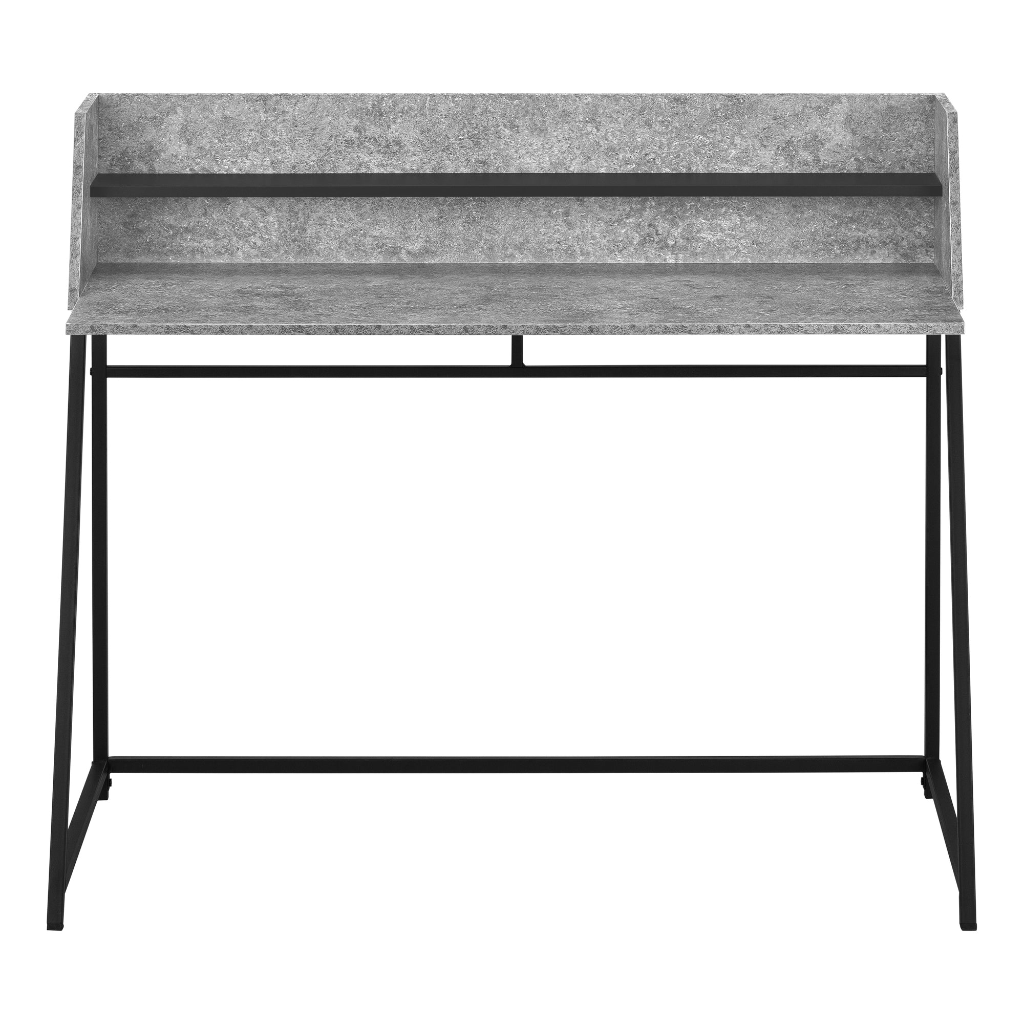 COMPUTER DESK - 48"L / GREY STONE-LOOK / BLACK METAL # I 7550