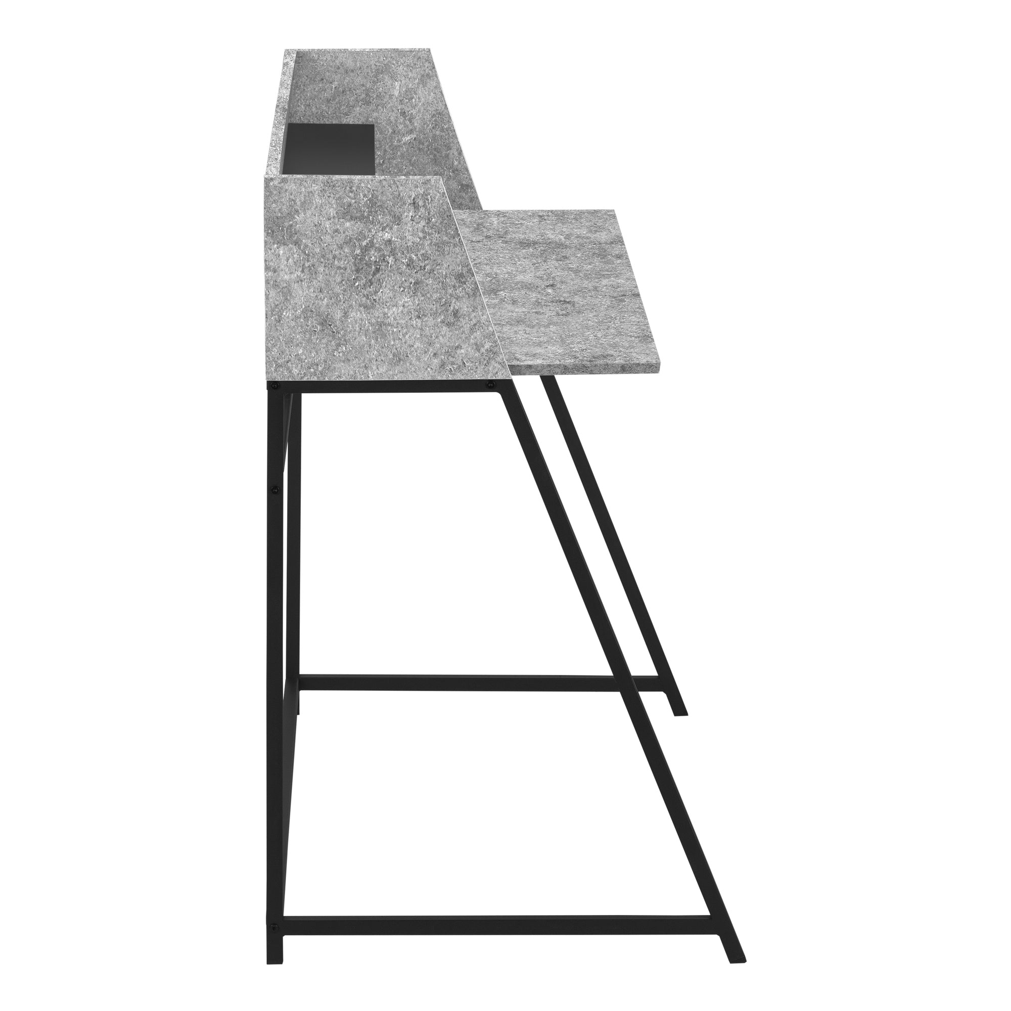 COMPUTER DESK - 48"L / GREY STONE-LOOK / BLACK METAL # I 7550