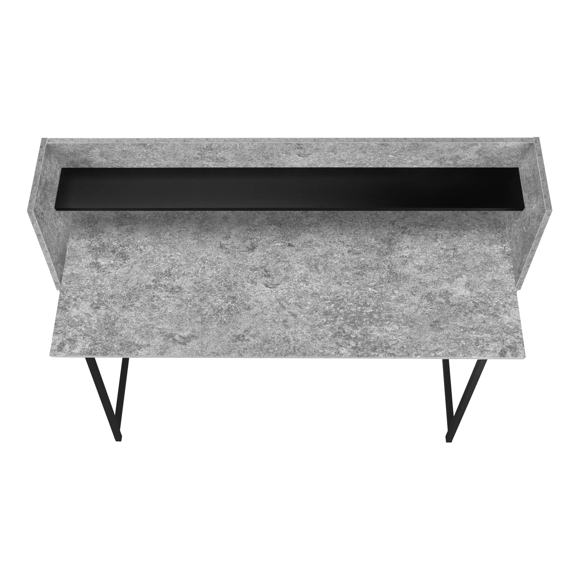 COMPUTER DESK - 48"L / GREY STONE-LOOK / BLACK METAL # I 7550