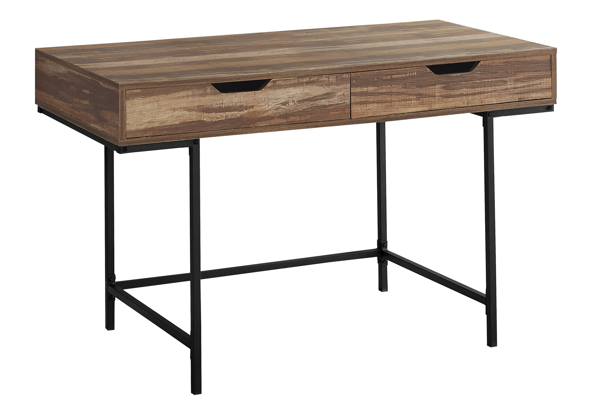 BUREAU D'ORDINATEUR - 48"L / BOIS RÉCUPÉRÉ BRUN / MÉTAL NOIR # I 7557