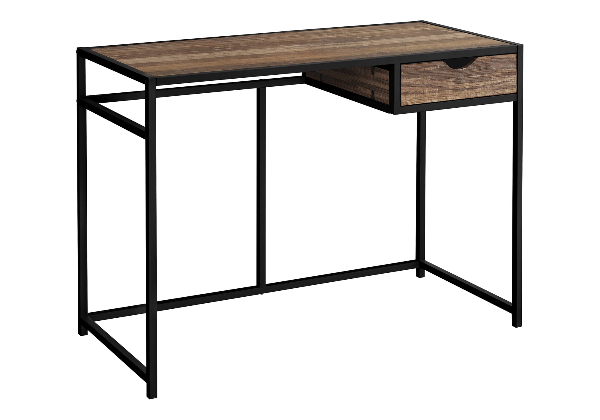 BUREAU D'ORDINATEUR - 42"L / BOIS RÉCUPÉRÉ BRUN / MÉTAL NOIR # I 7574