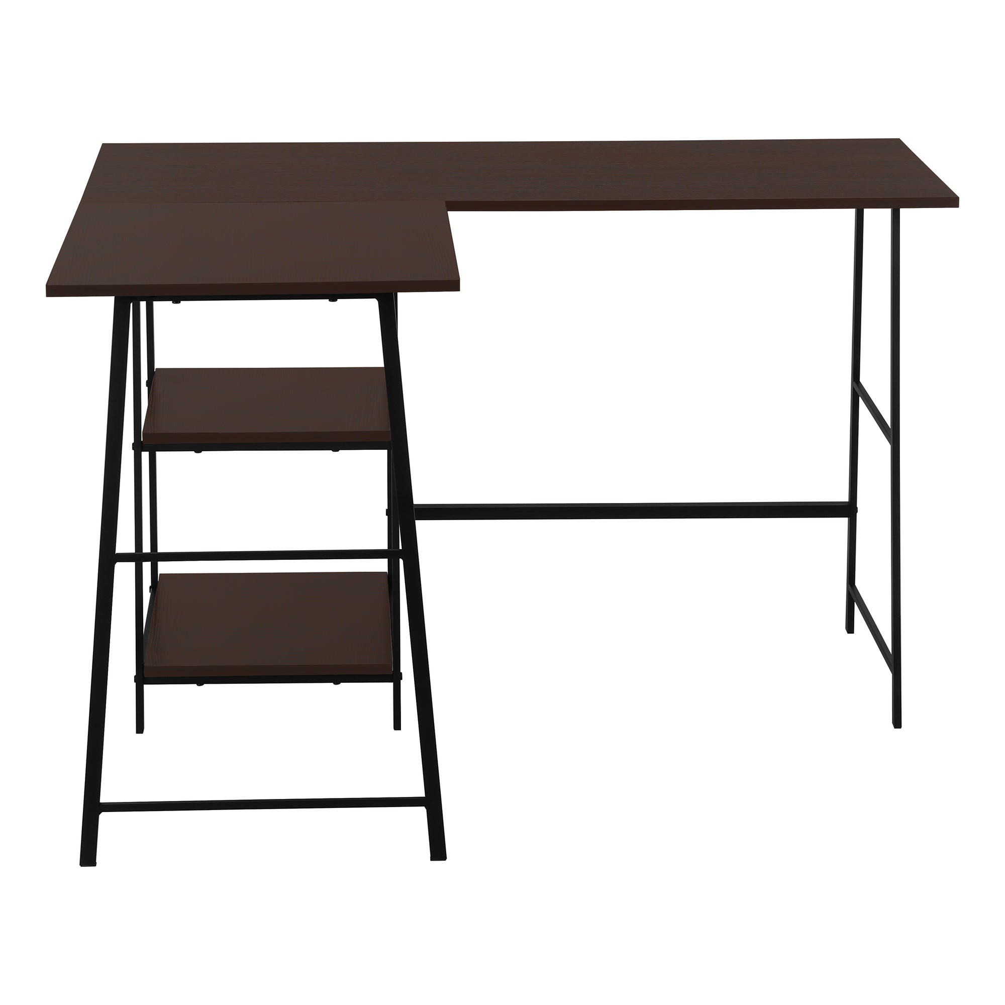 BUREAU D'ORDINATEUR - 48"L / DESSUS ESPRESSO / COIN EN MÉTAL NOIR # I 7590