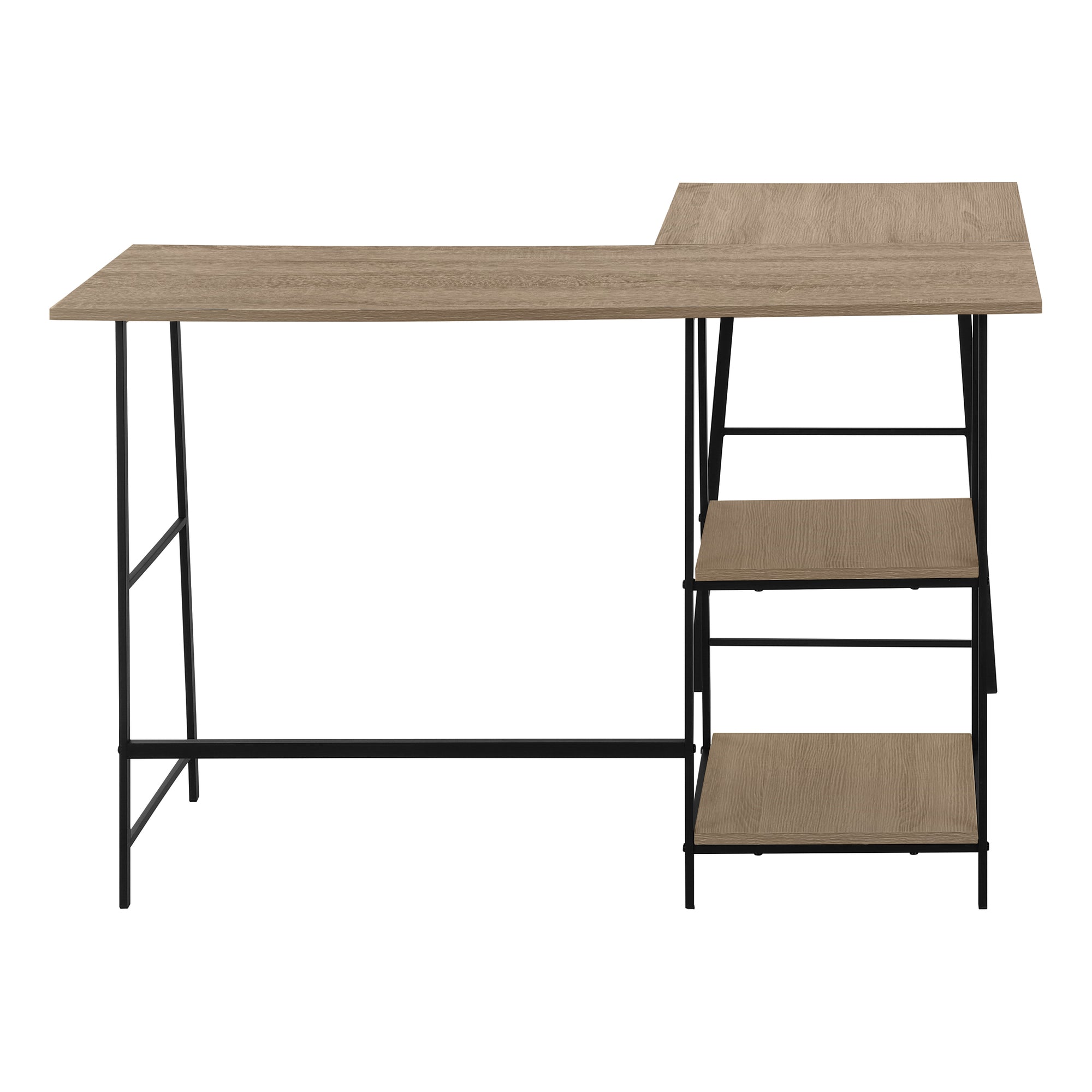 BUREAU D'ORDINATEUR - 48"L / DESSUS TAUPE FONCÉ / COIN EN MÉTAL NOIR # I 7592