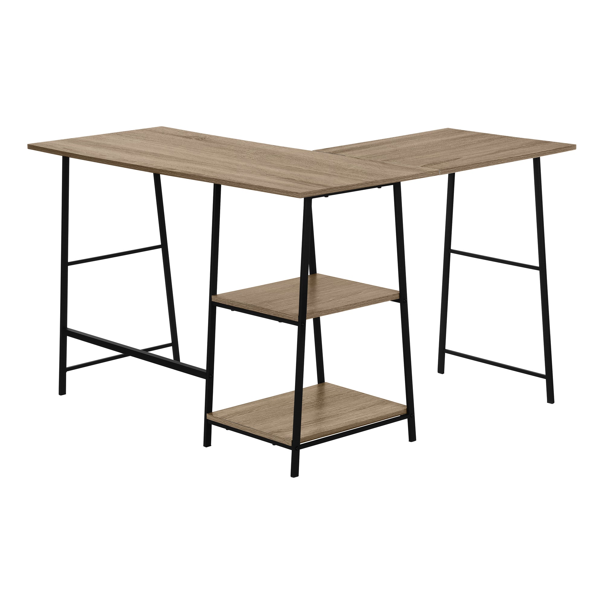 BUREAU D'ORDINATEUR - 48"L / DESSUS TAUPE FONCÉ / COIN EN MÉTAL NOIR # I 7592