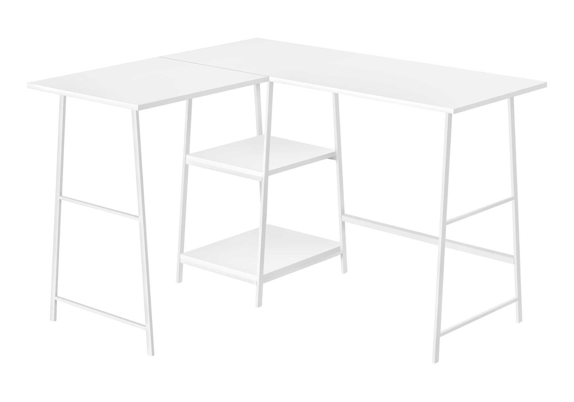 BUREAU D'ORDINATEUR - 48"L / DESSUS BLANC / COIN EN MÉTAL BLANC # I 7596