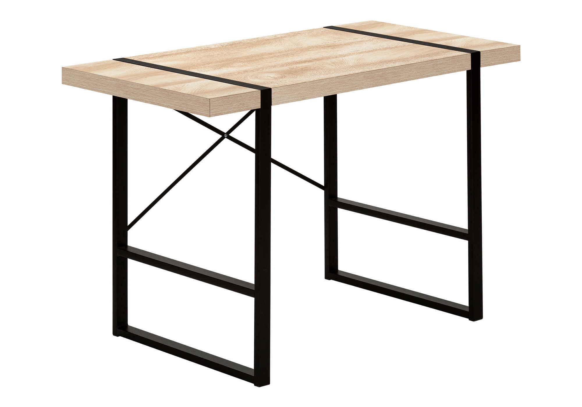 BUREAU D'ORDINATEUR - 48"L / NATUREL / MÉTAL NOIR # I 7658