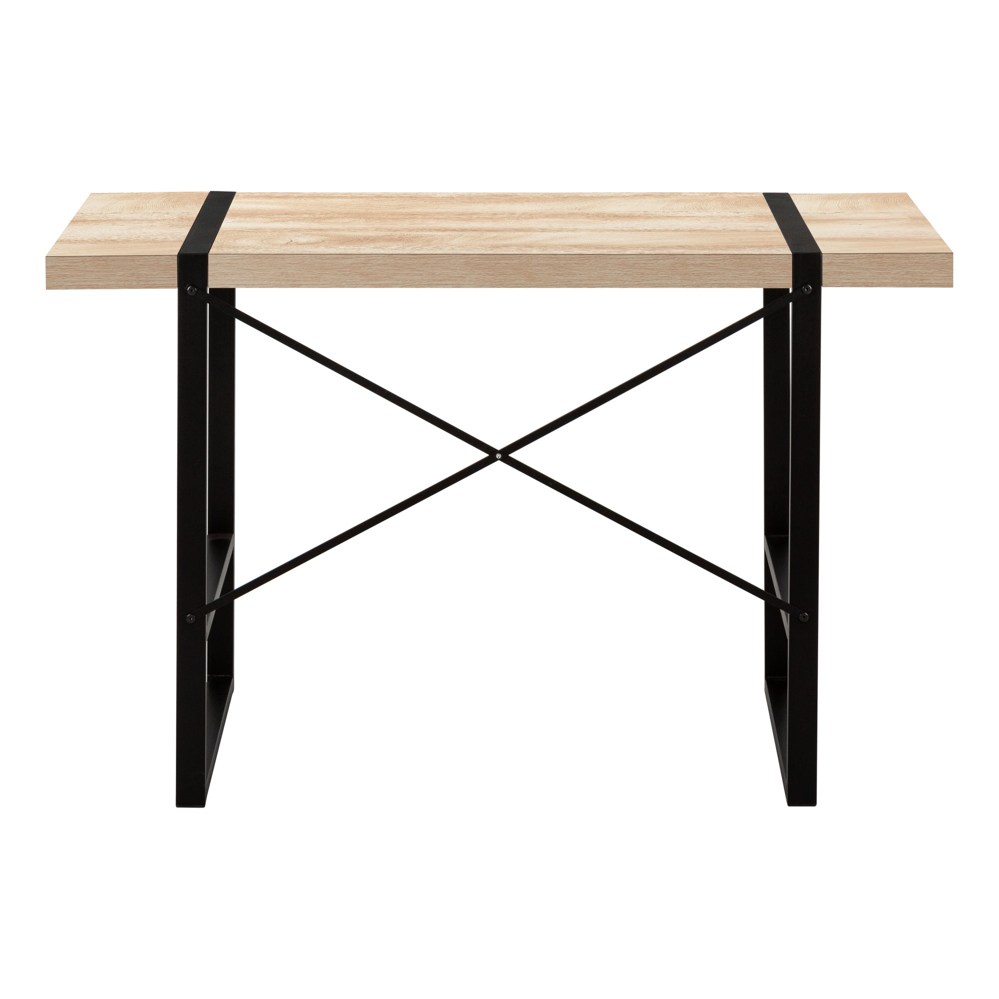 BUREAU D'ORDINATEUR - 48"L / NATUREL / MÉTAL NOIR # I 7658