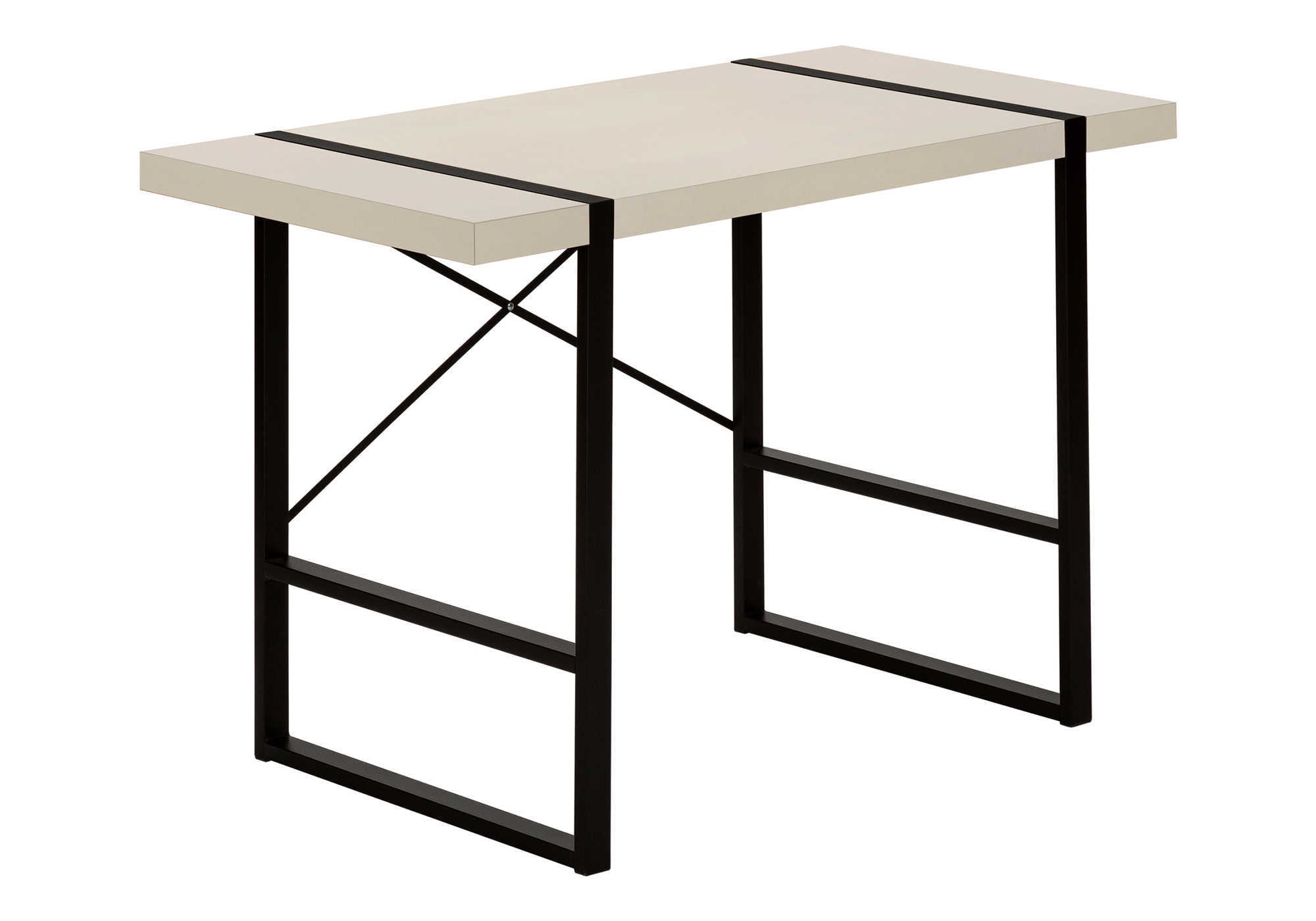 BUREAU D'ORDINATEUR - 48"L / TAUPE MODERNE / MÉTAL NOIR # I 7659