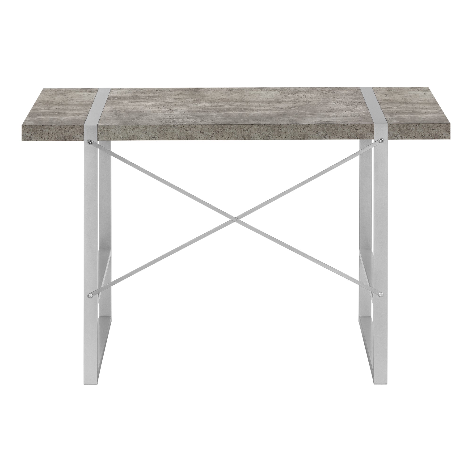 COMPUTER DESK - 48"L / GREY CONCRETE-LOOK / SILVER METAL # I 7662