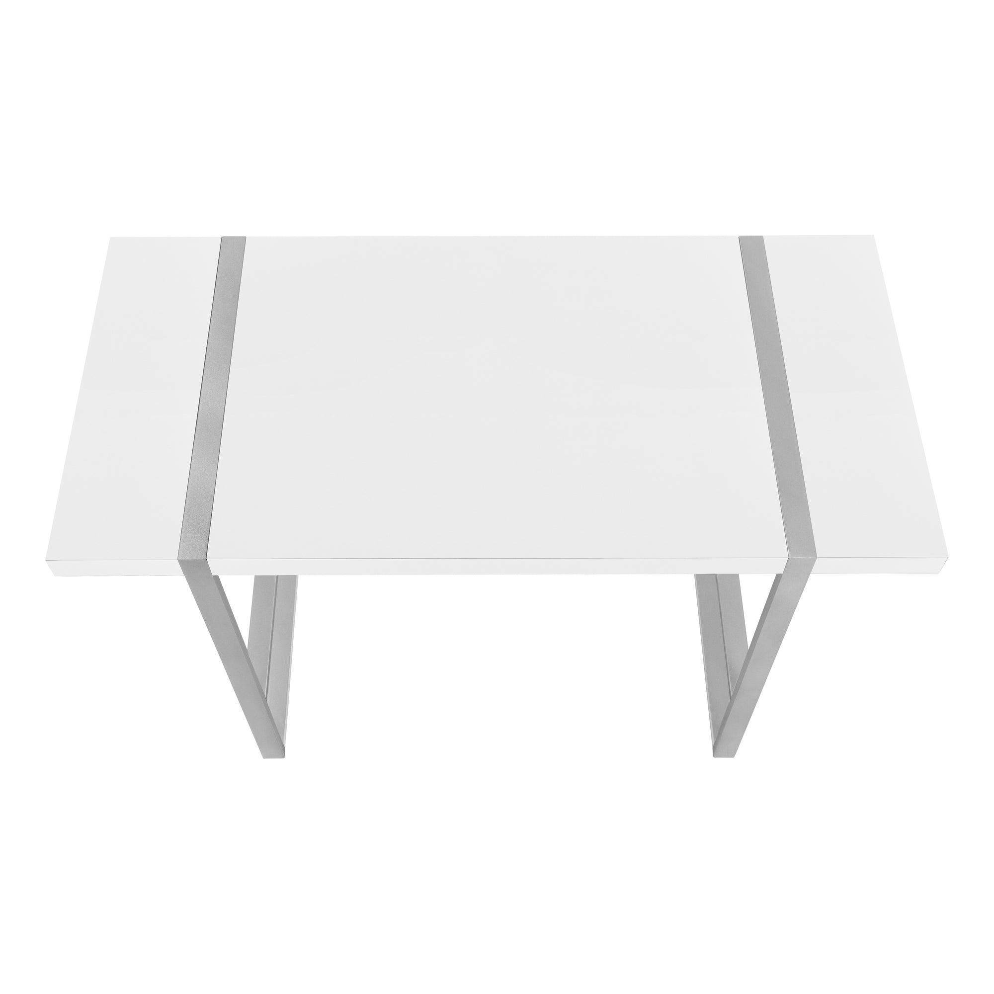 BUREAU D'ORDINATEUR - 48"L / BLANC / MÉTAL ARGENT # I 7663