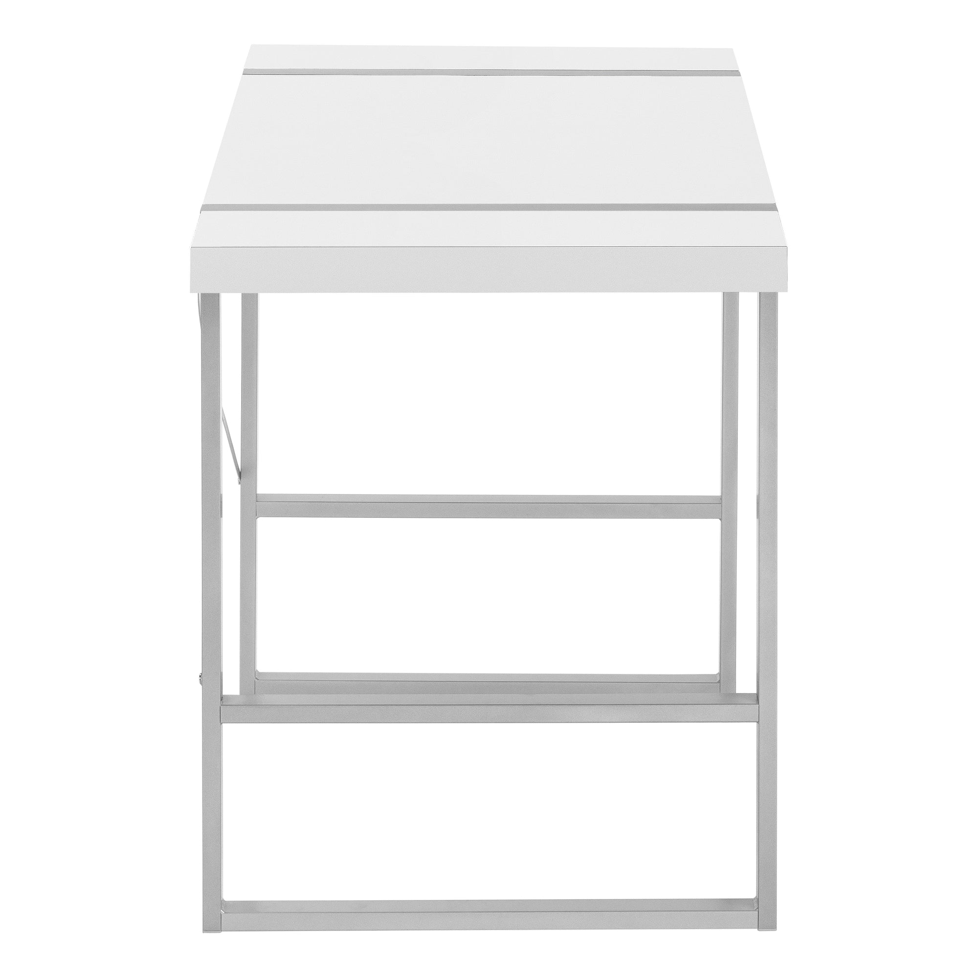 BUREAU D'ORDINATEUR - 48"L / BLANC / MÉTAL ARGENT # I 7663