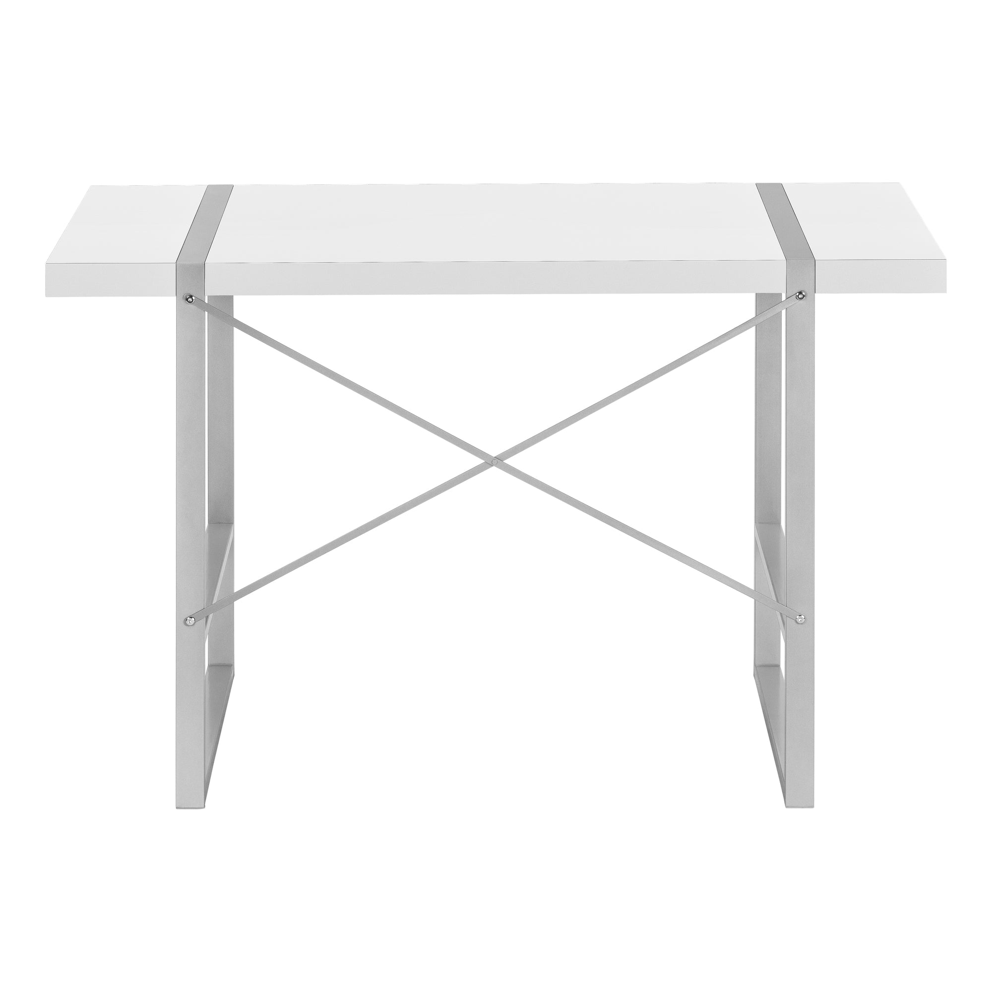 BUREAU D'ORDINATEUR - 48"L / BLANC / MÉTAL ARGENT # I 7663