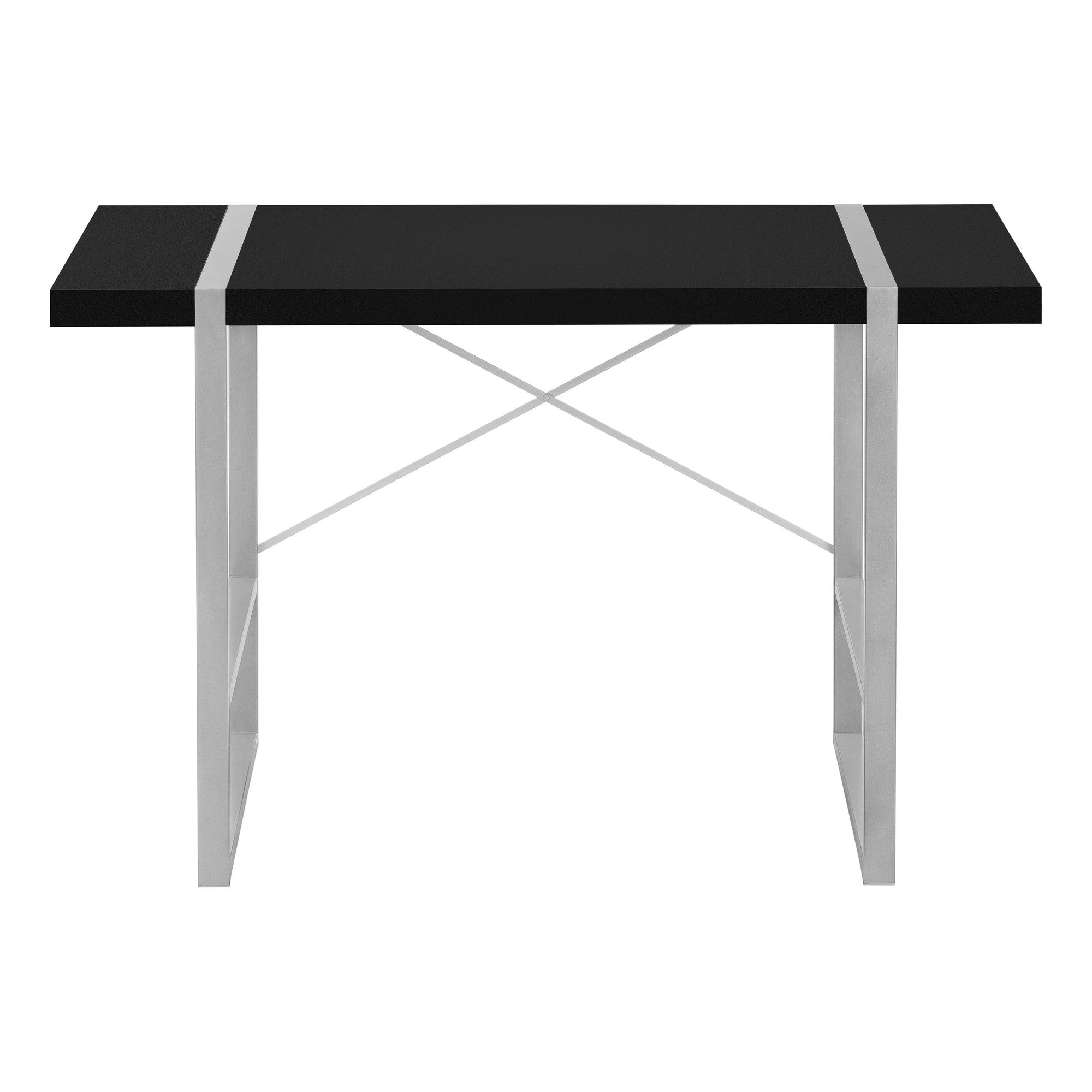 BUREAU D'ORDINATEUR - 48"L / NOIR / MÉTAL ARGENT # I 7664