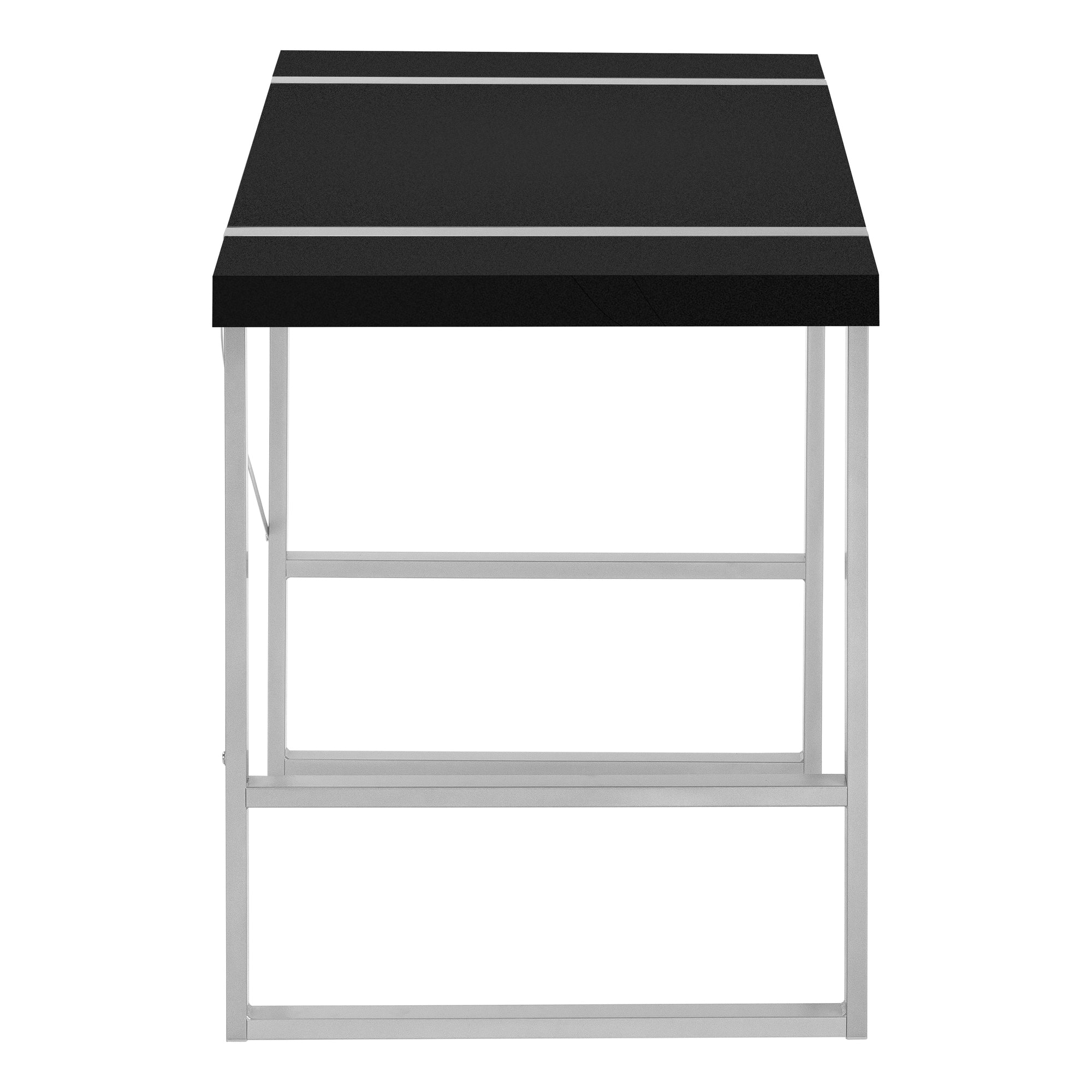 BUREAU D'ORDINATEUR - 48"L / NOIR / MÉTAL ARGENT # I 7664