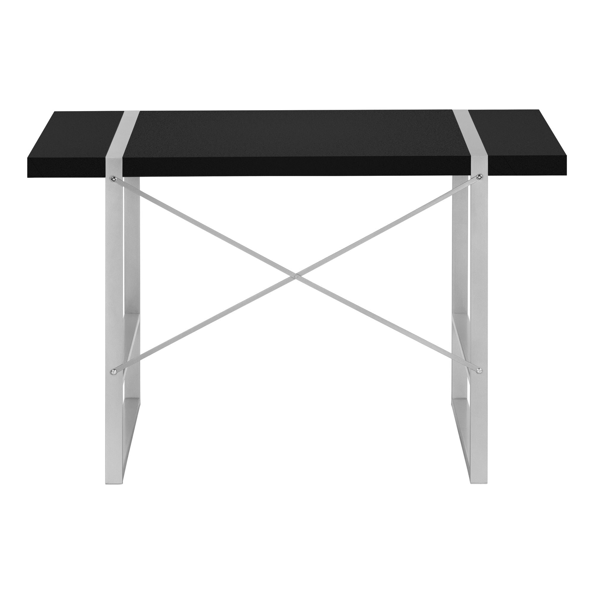 BUREAU D'ORDINATEUR - 48"L / NOIR / MÉTAL ARGENT # I 7664