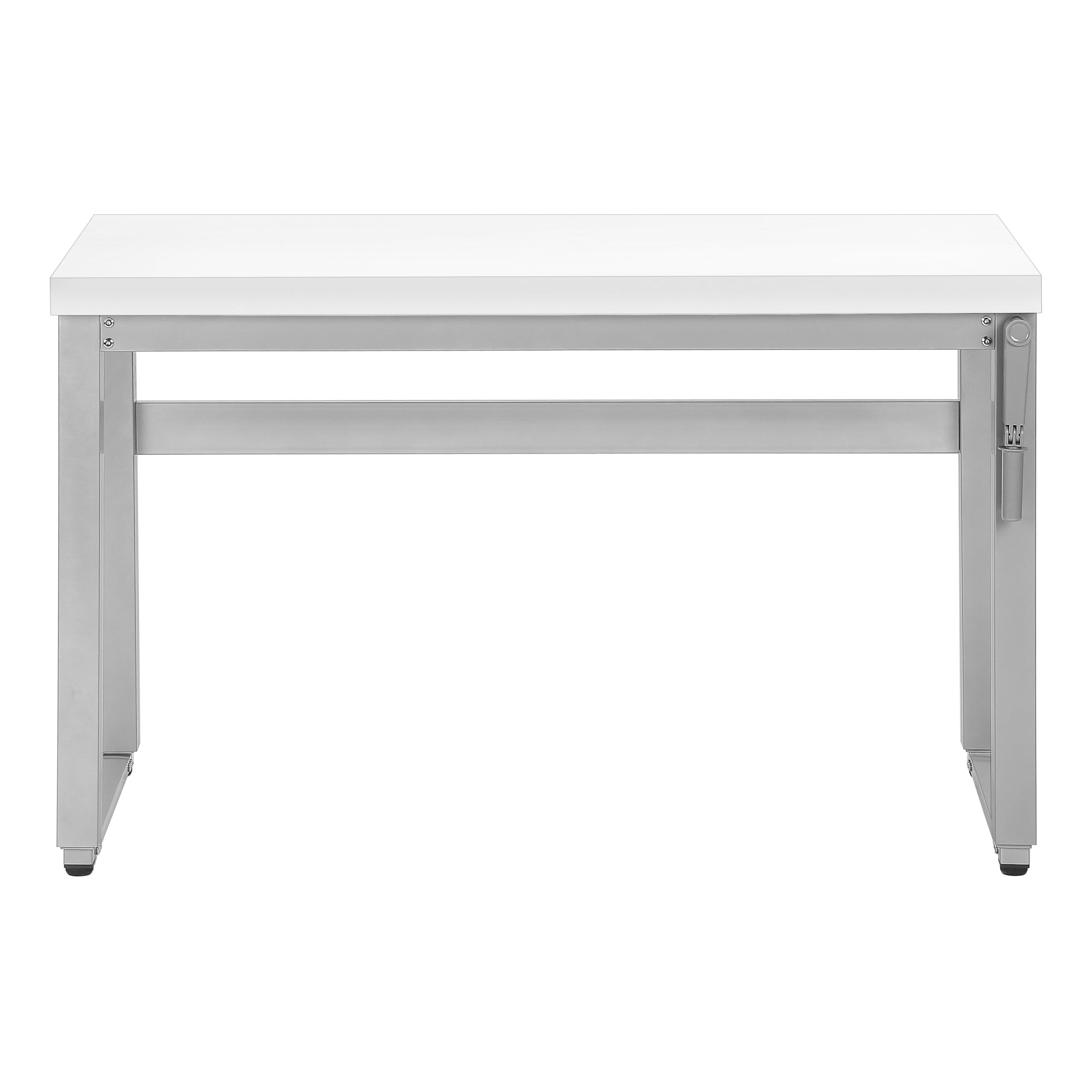 BUREAU D'ORDINATEUR - 48"L / BLANC / HAUTEUR RÉGLABLE / MÉTAL ARGENT # I 7683