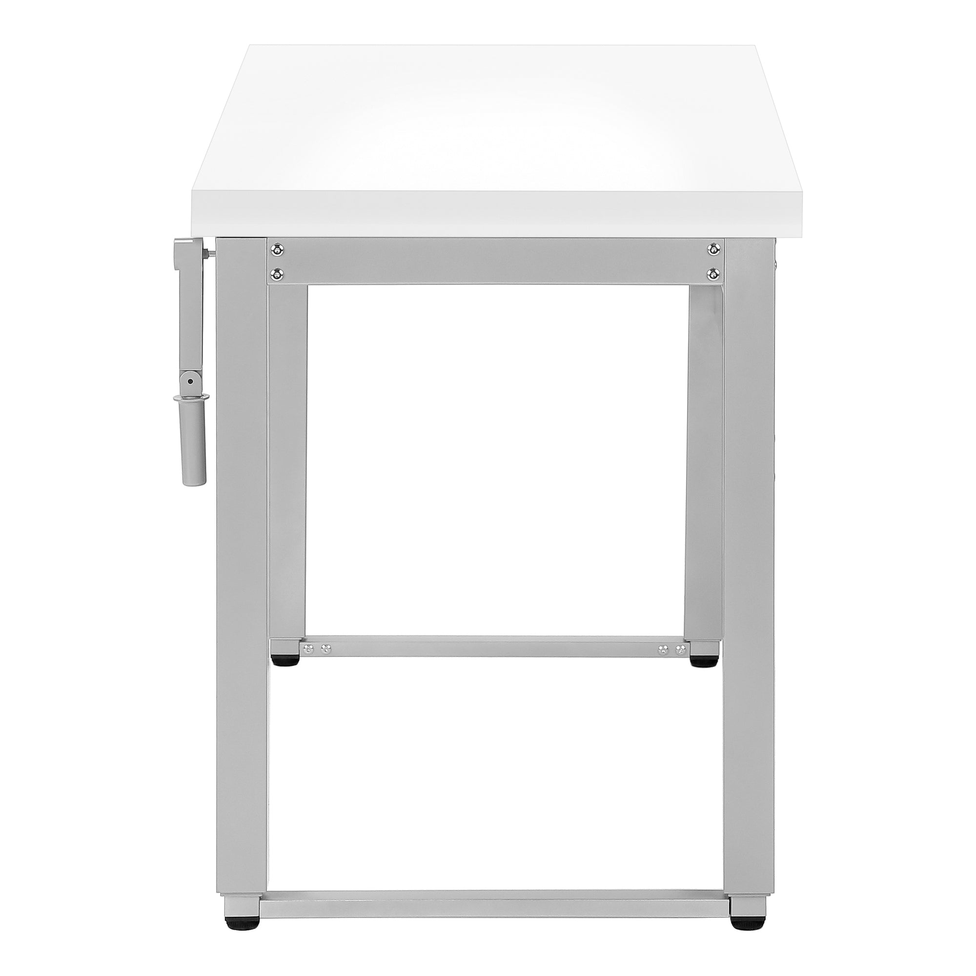 BUREAU D'ORDINATEUR - 48"L / BLANC / HAUTEUR RÉGLABLE / MÉTAL ARGENT # I 7683