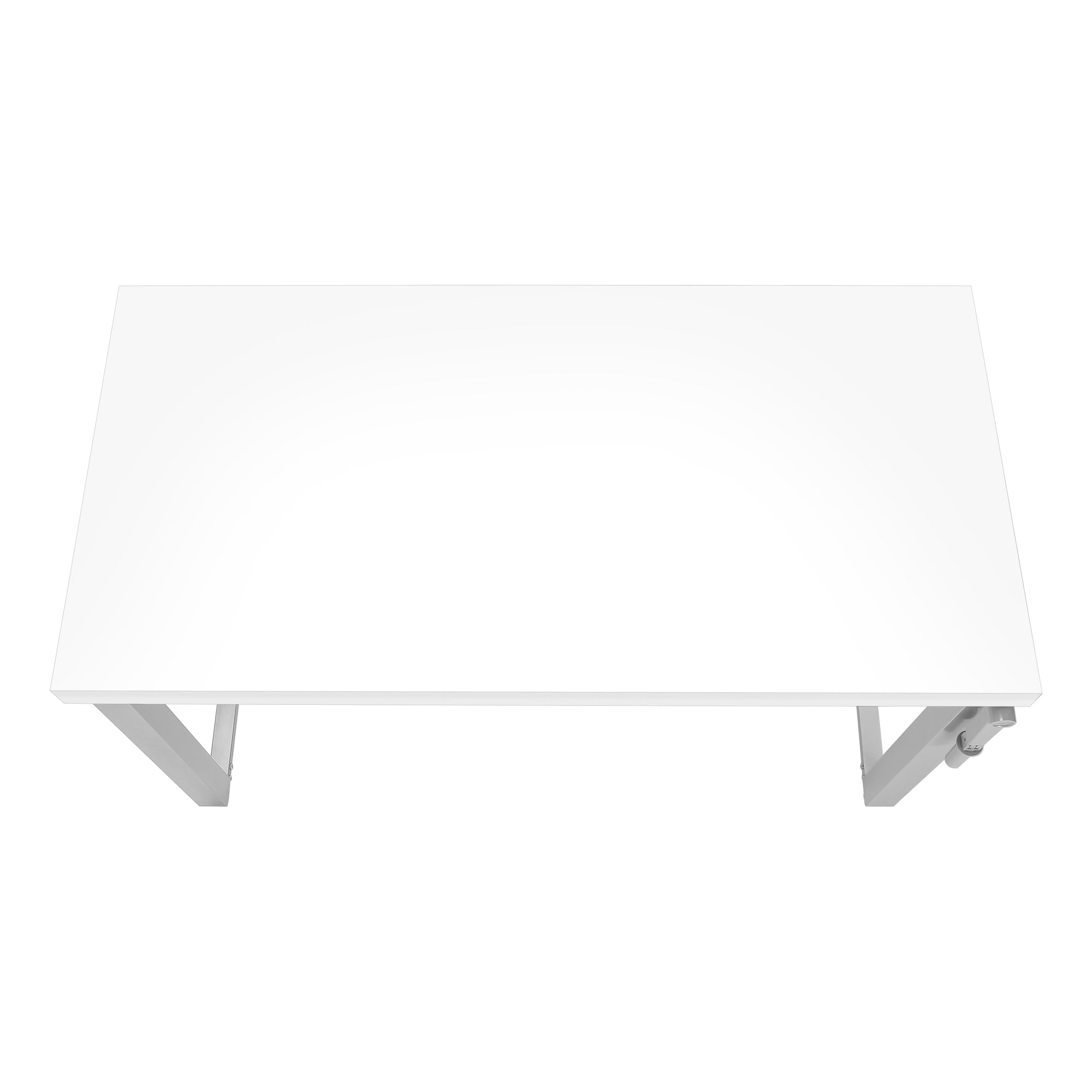 BUREAU D'ORDINATEUR - 48"L / BLANC / HAUTEUR RÉGLABLE / MÉTAL ARGENT # I 7683