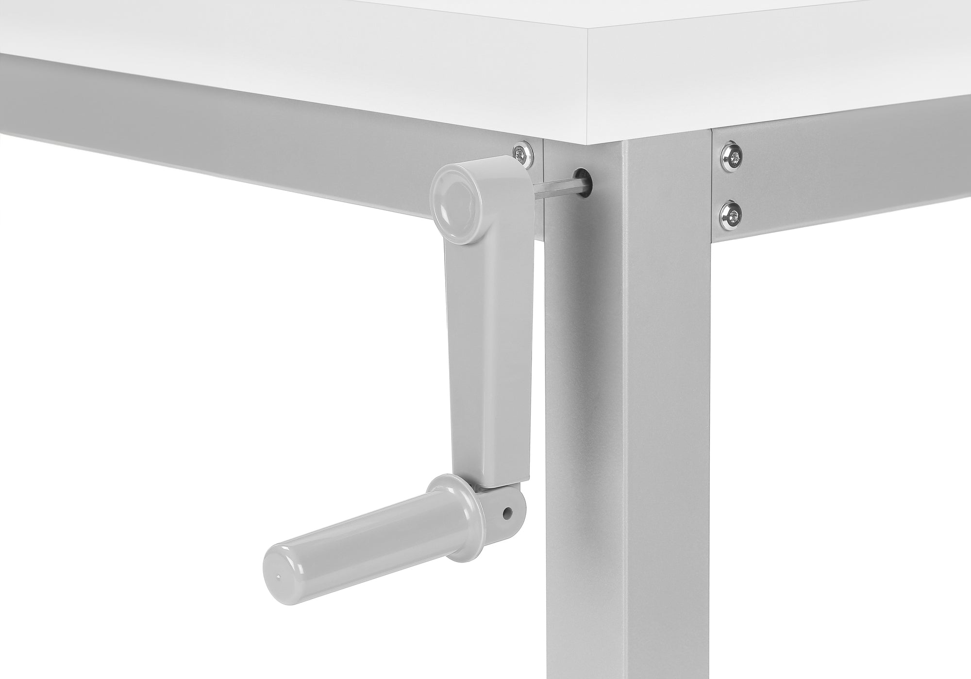 BUREAU D'ORDINATEUR - 48"L / BLANC / HAUTEUR RÉGLABLE / MÉTAL ARGENT # I 7683