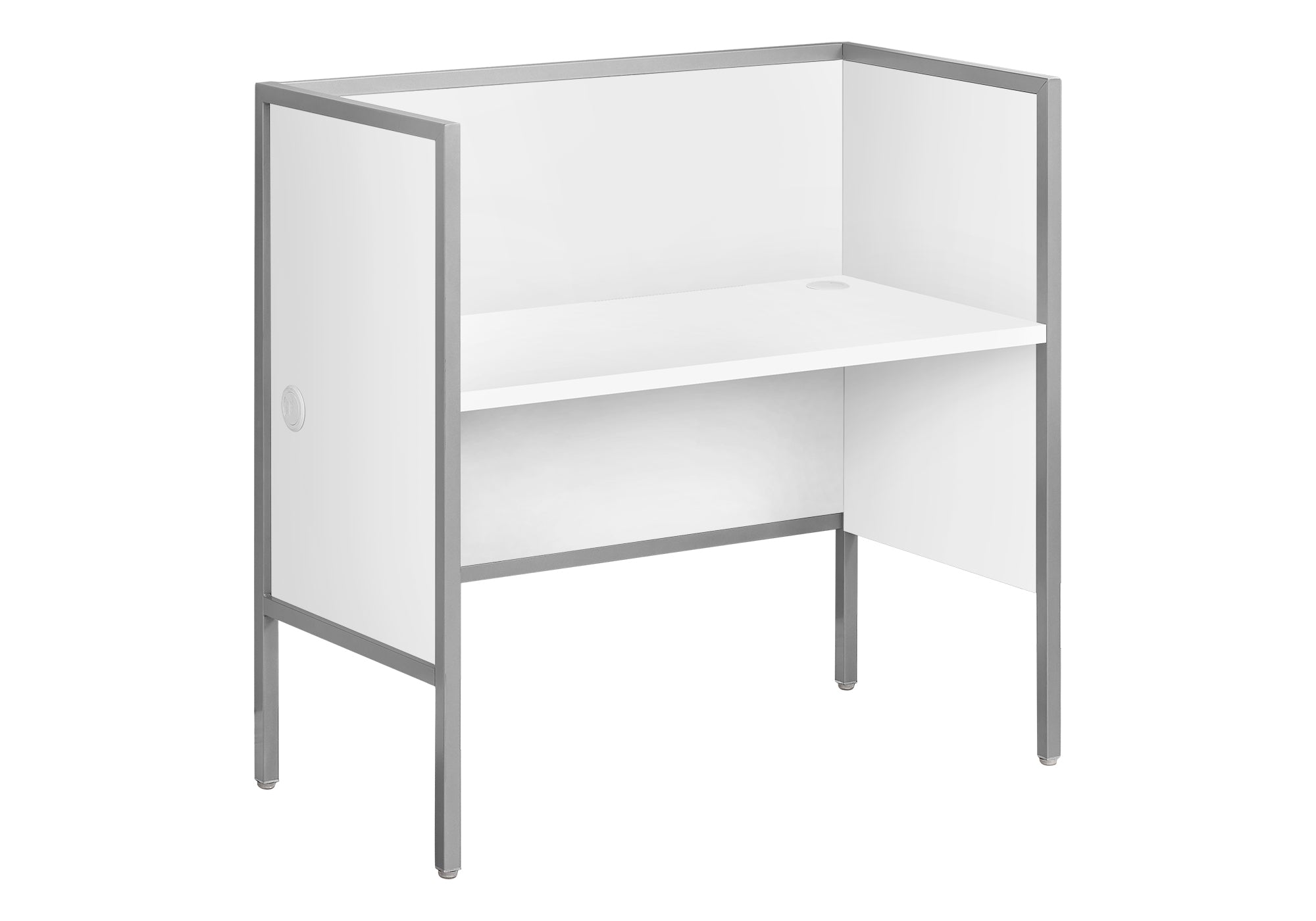 OFFICE CUBICLE - 48"L WHITE/ SILVER COMMERCIAL GRADE DESK # I 7729