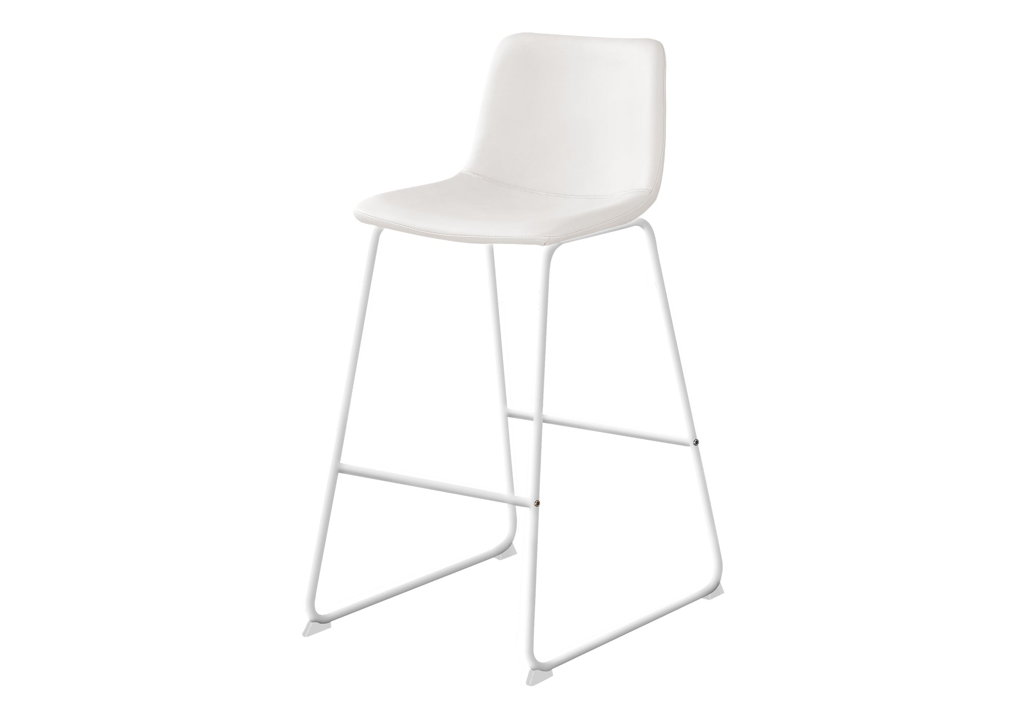 TABOURET DE BAR - 40"H / SIMILI-CUIR BLANC / MÉTAL BLANC # I 7750