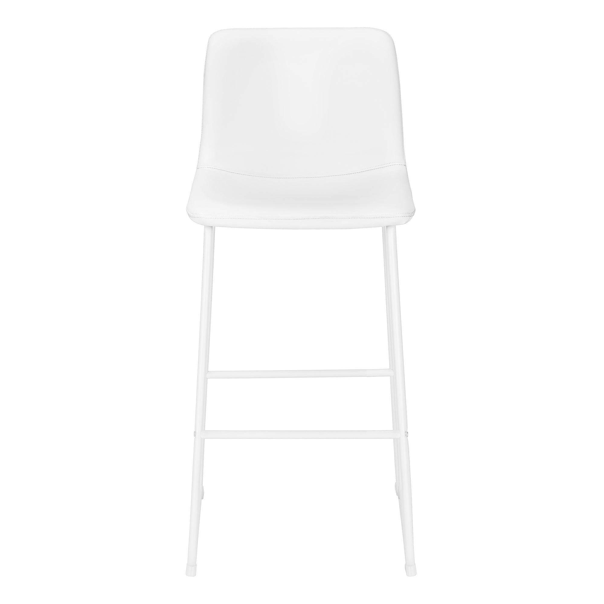 TABOURET DE BAR - 40"H / SIMILI-CUIR BLANC / MÉTAL BLANC # I 7750