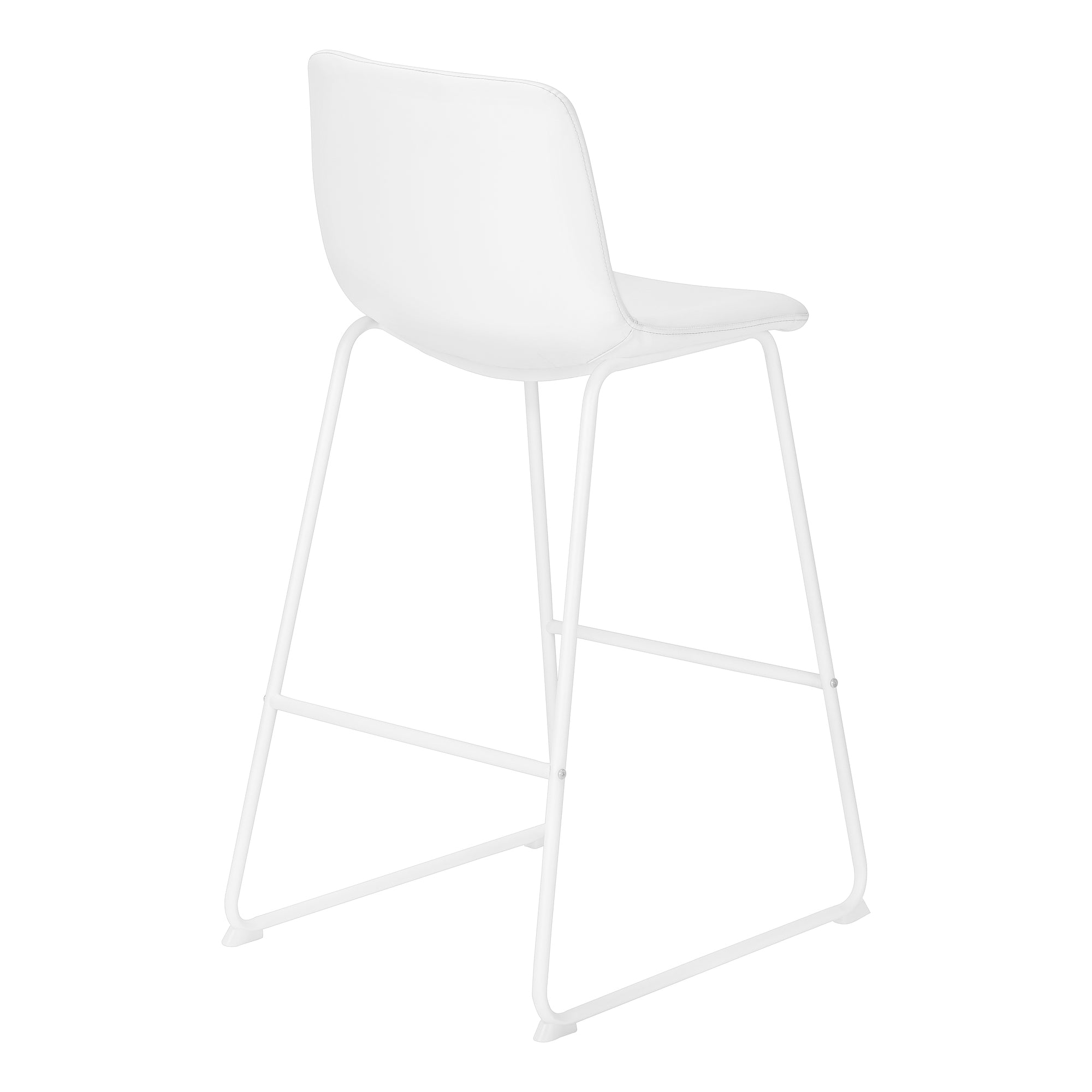 TABOURET DE BAR - 40"H / SIMILI-CUIR BLANC / MÉTAL BLANC # I 7750