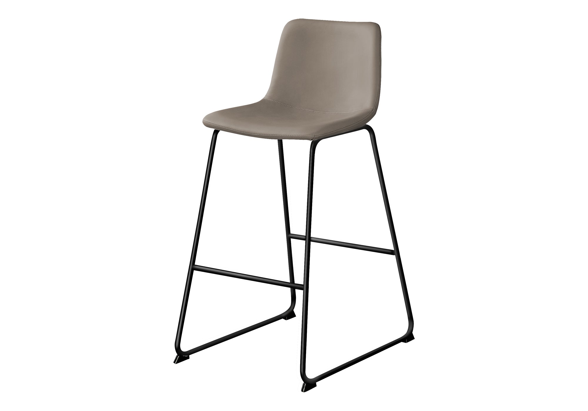 TABOURET DE BAR - 40"H / SIMILI-CUIR TAUPE / MÉTAL NOIR # I 7751