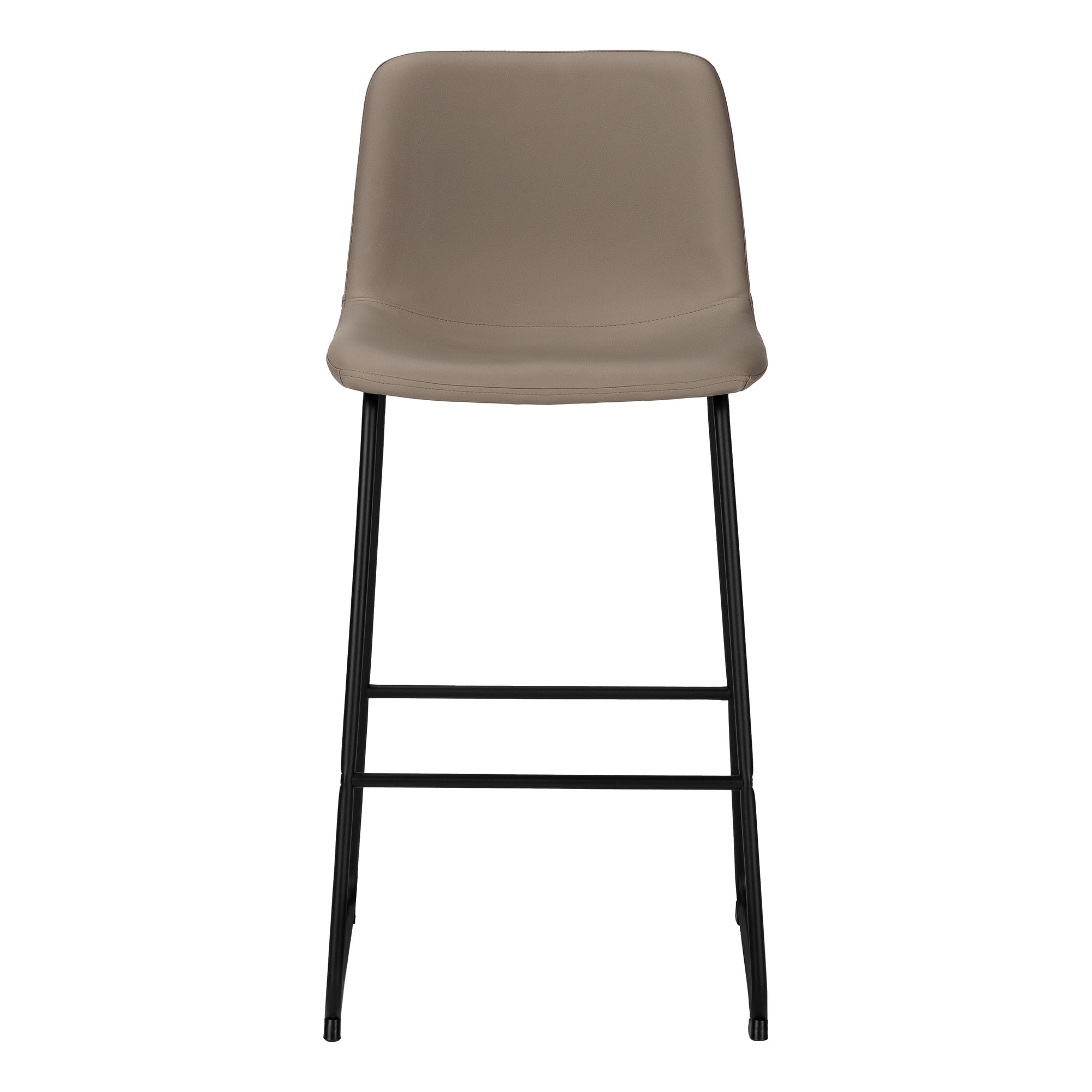 TABOURET DE BAR - 40"H / SIMILI-CUIR TAUPE / MÉTAL NOIR # I 7751