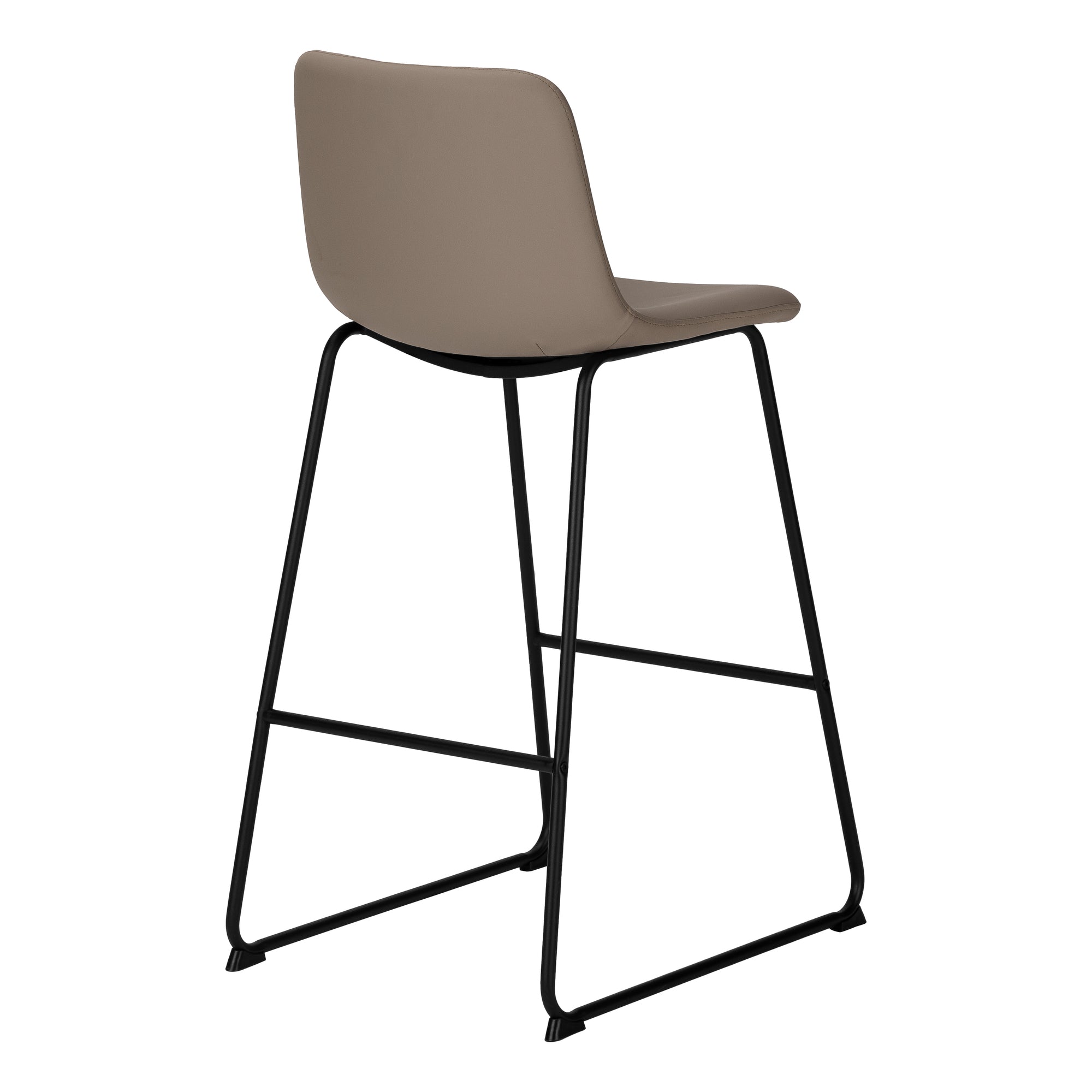 TABOURET DE BAR - 40"H / SIMILI-CUIR TAUPE / MÉTAL NOIR # I 7751