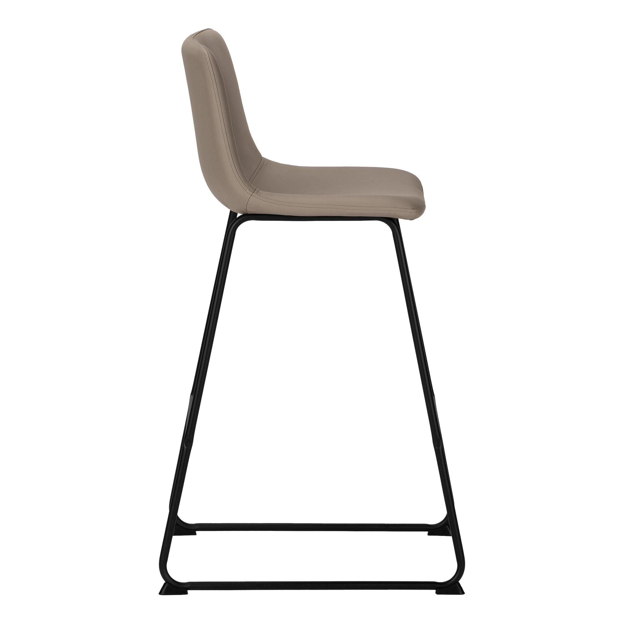 TABOURET DE BAR - 40"H / SIMILI-CUIR TAUPE / MÉTAL NOIR # I 7751