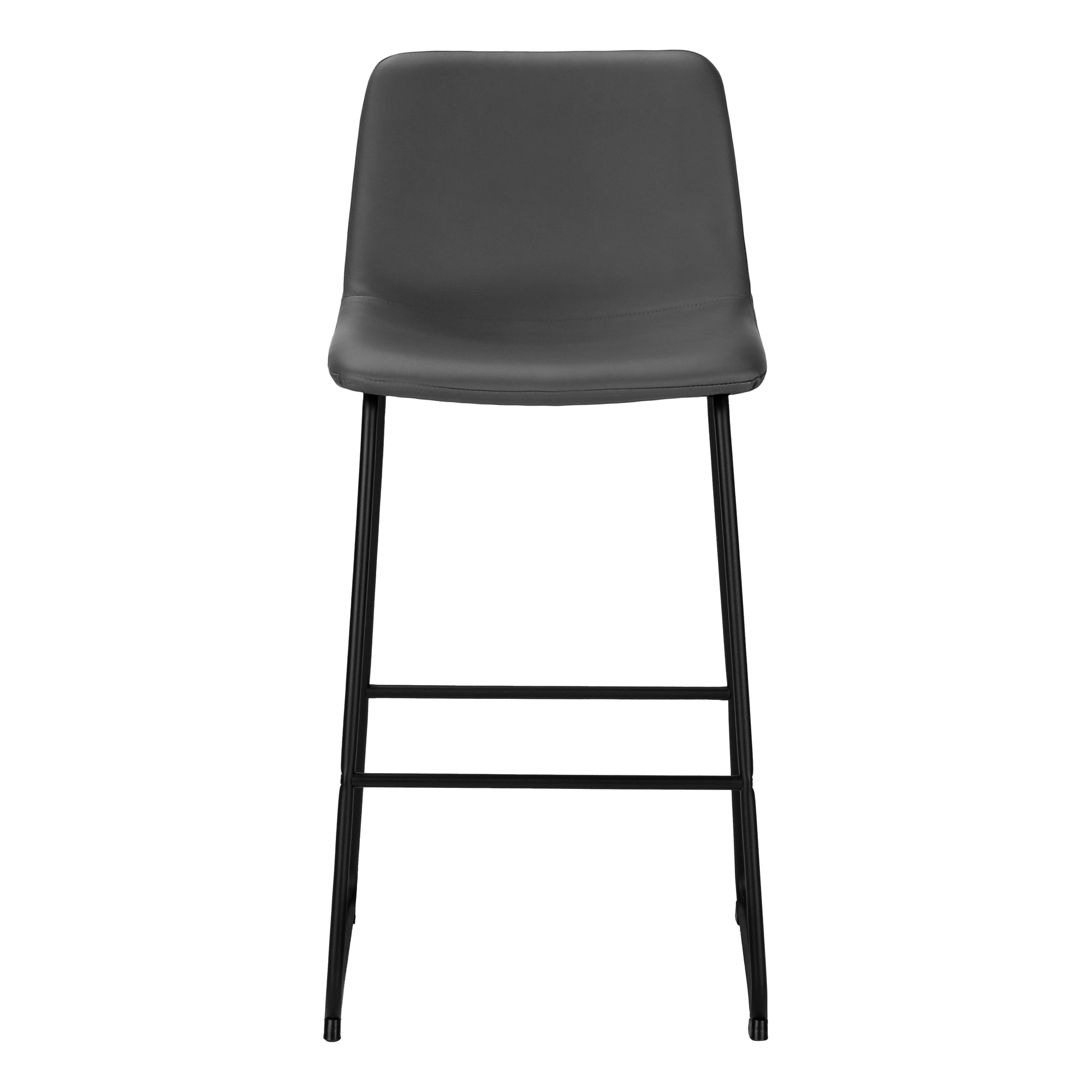 TABOURET DE BAR - 40"H / SIMILI-CUIR GRIS / MÉTAL NOIR # I 7752