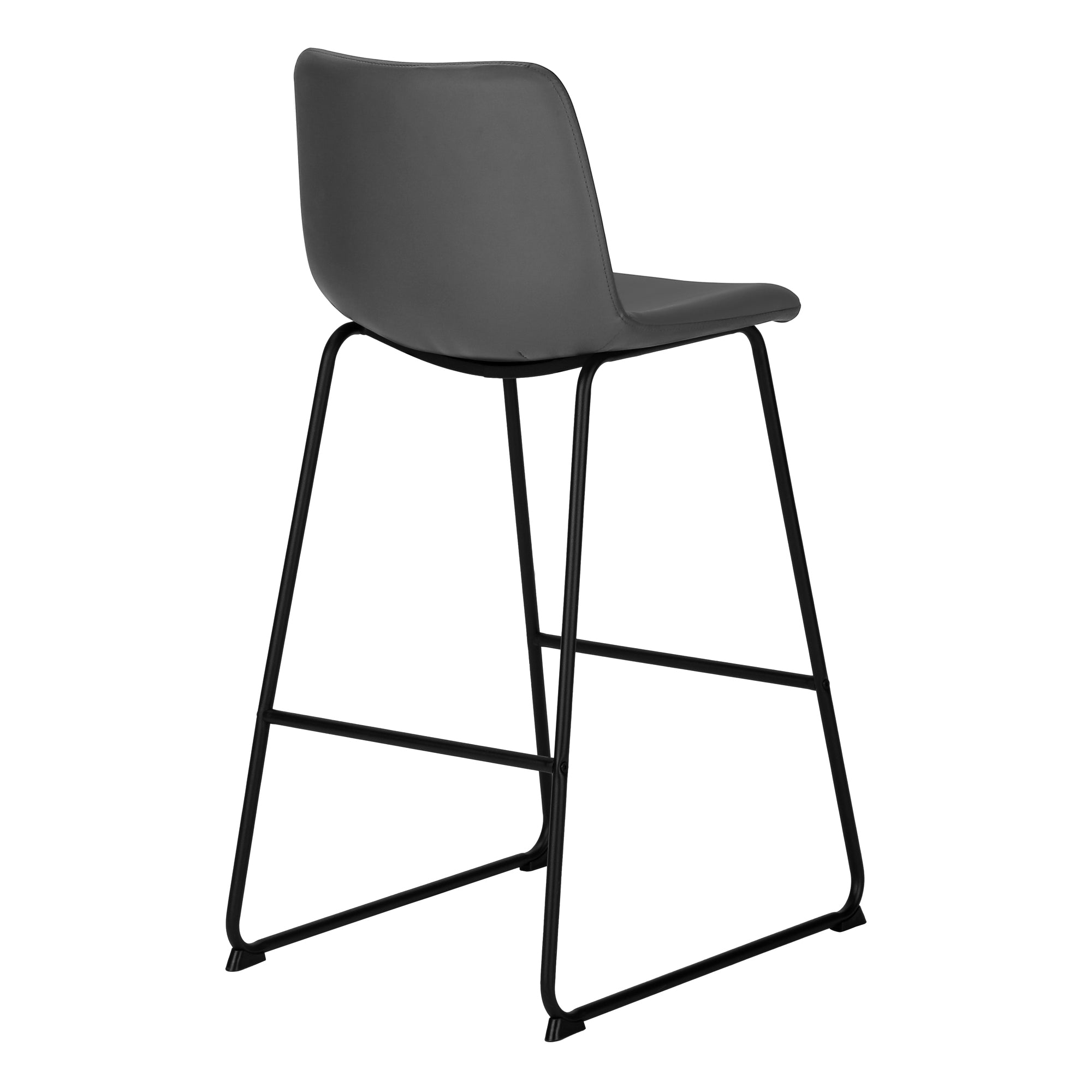 TABOURET DE BAR - 40"H / SIMILI-CUIR GRIS / MÉTAL NOIR # I 7752