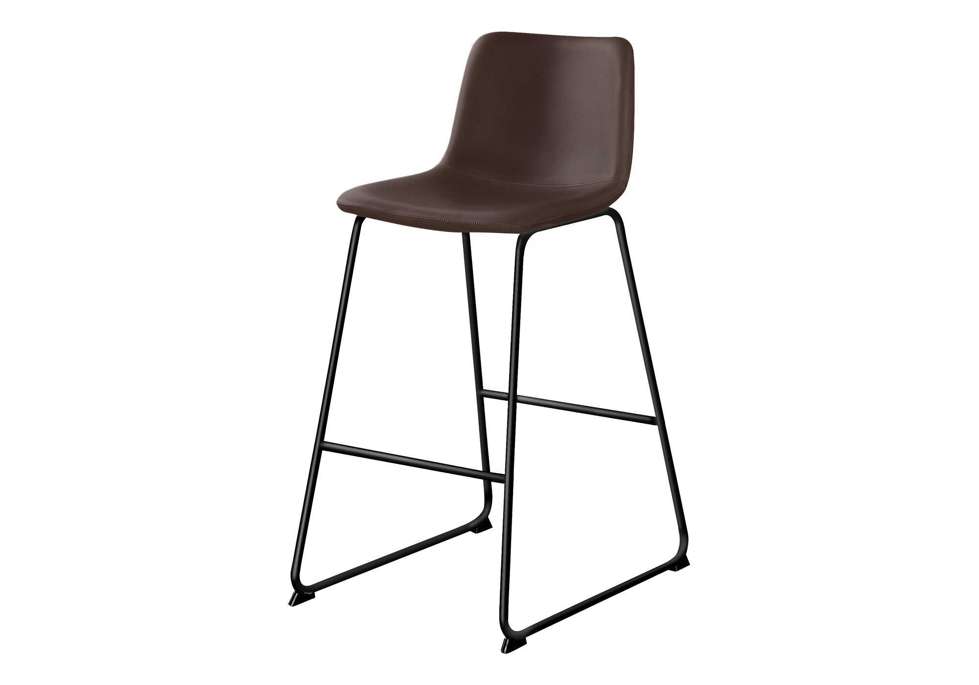 TABOURET DE BAR - 40"H / SIMILI-CUIR BRUN / MÉTAL NOIR # I 7753