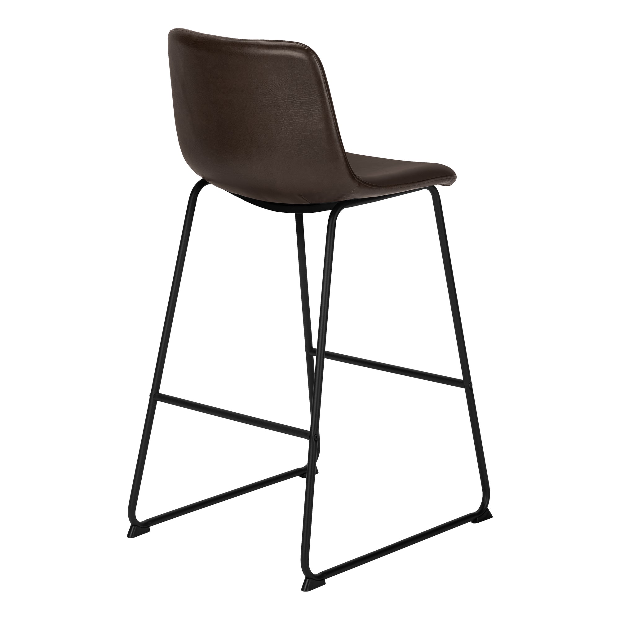 TABOURET DE BAR - 40"H / SIMILI-CUIR BRUN / MÉTAL NOIR # I 7753