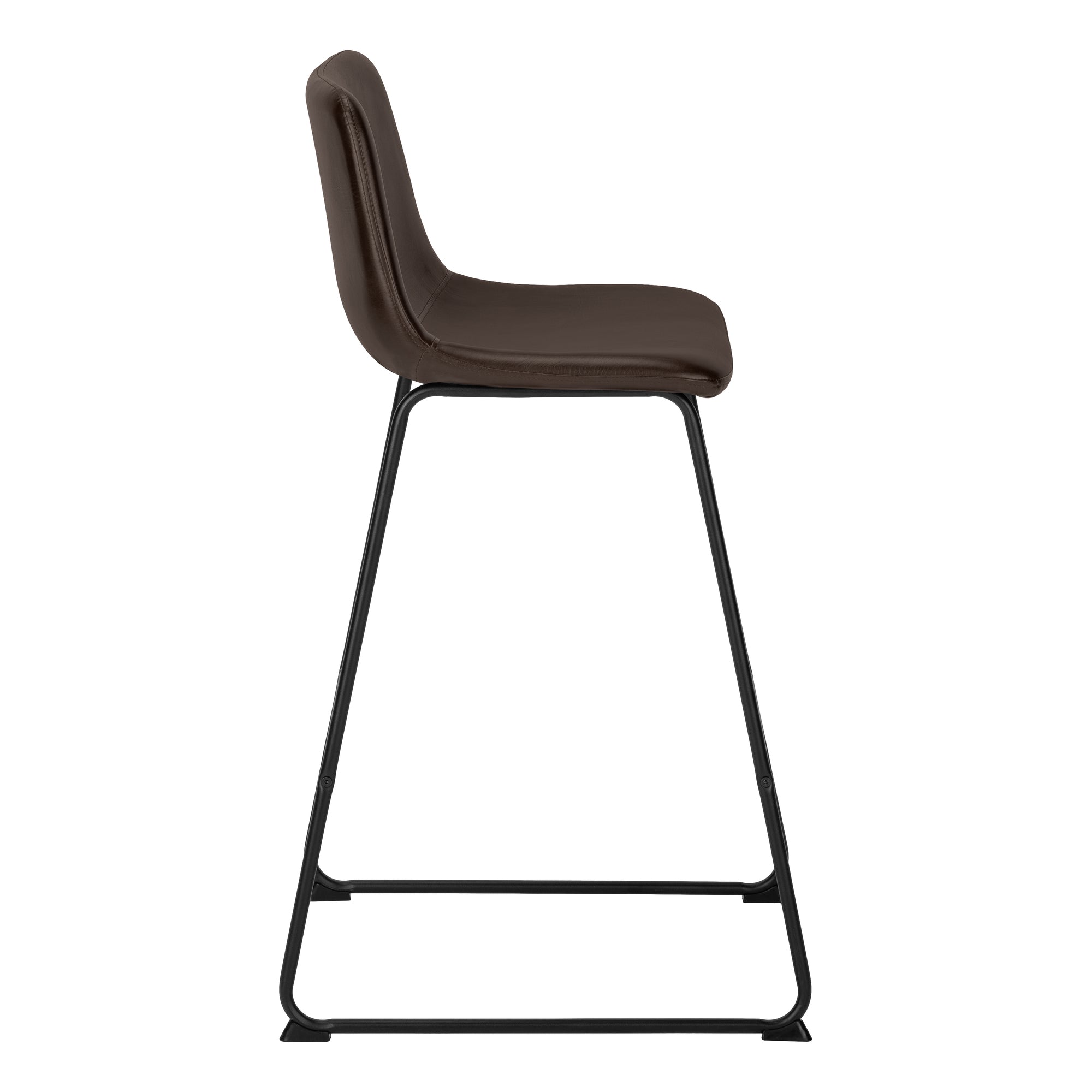 TABOURET DE BAR - 40"H / SIMILI-CUIR BRUN / MÉTAL NOIR # I 7753