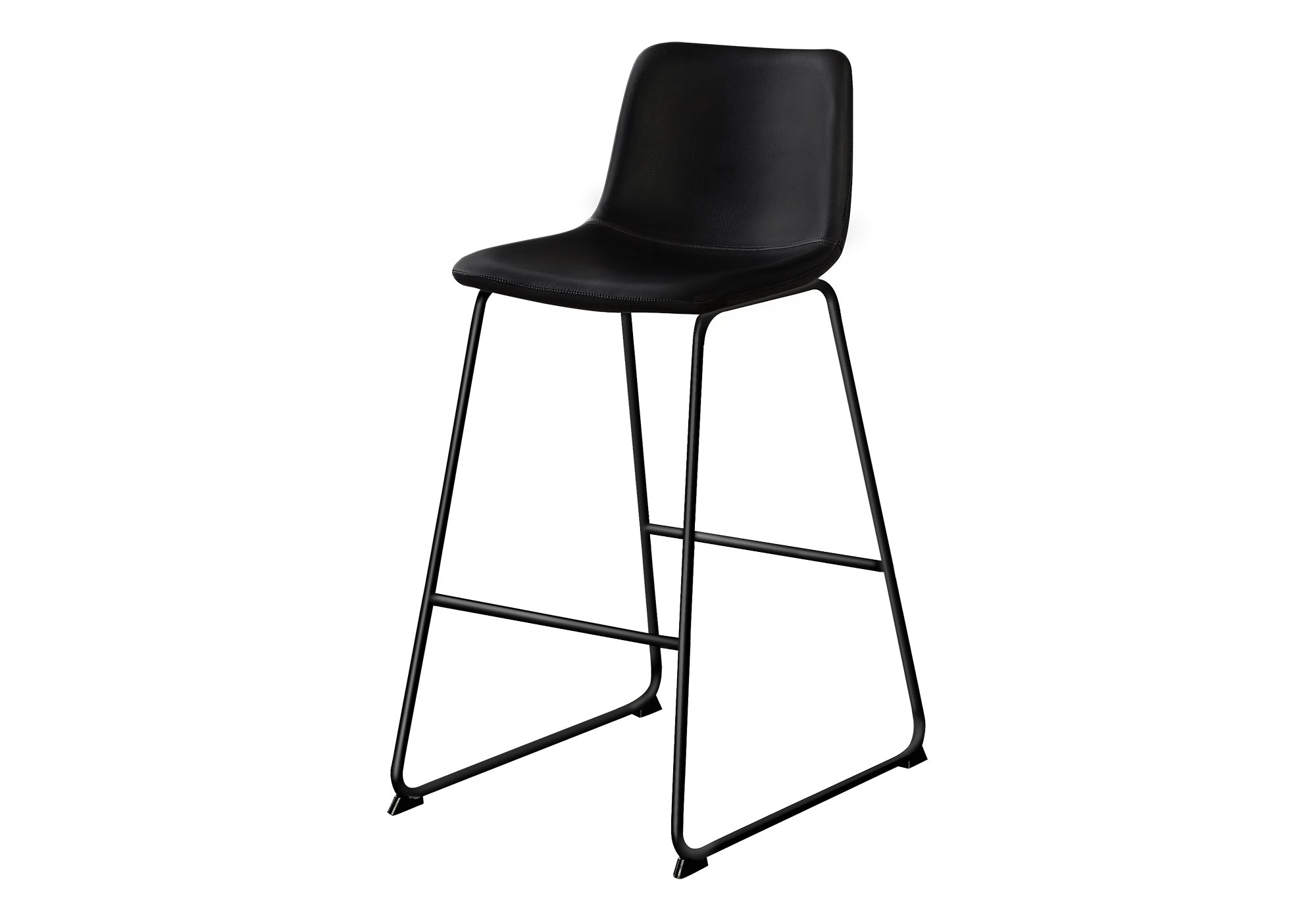 TABOURET DE BAR - 40"H / SIMILI-CUIR NOIR / MÉTAL NOIR # I 7754