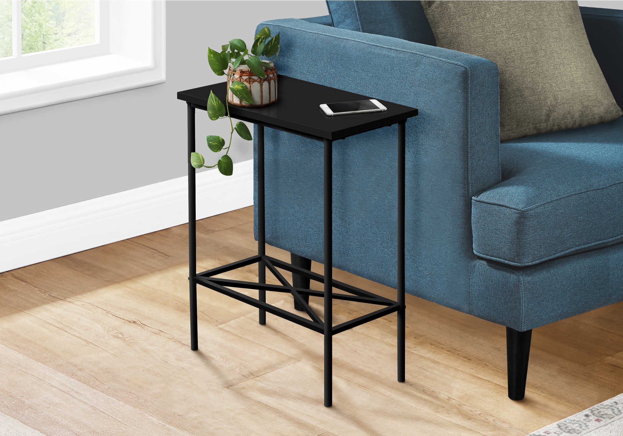 TABLE D'APPOINT - 24"H / NOIR / MÉTAL NOIR #I 2078