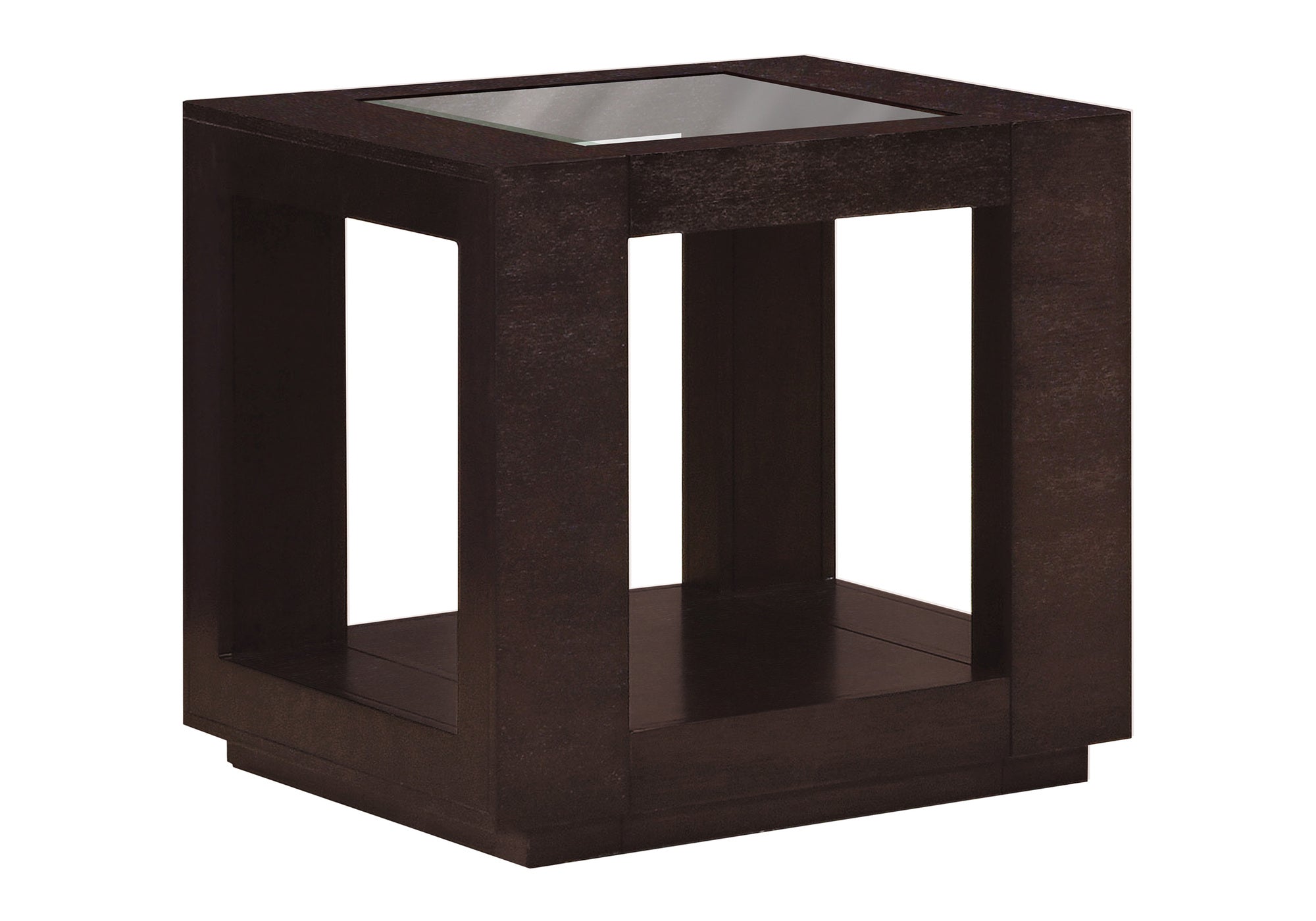 TABLE D'APPOINT - PLACAGE ESPRESSO AVEC INSERT EN VERRE #I 7811E