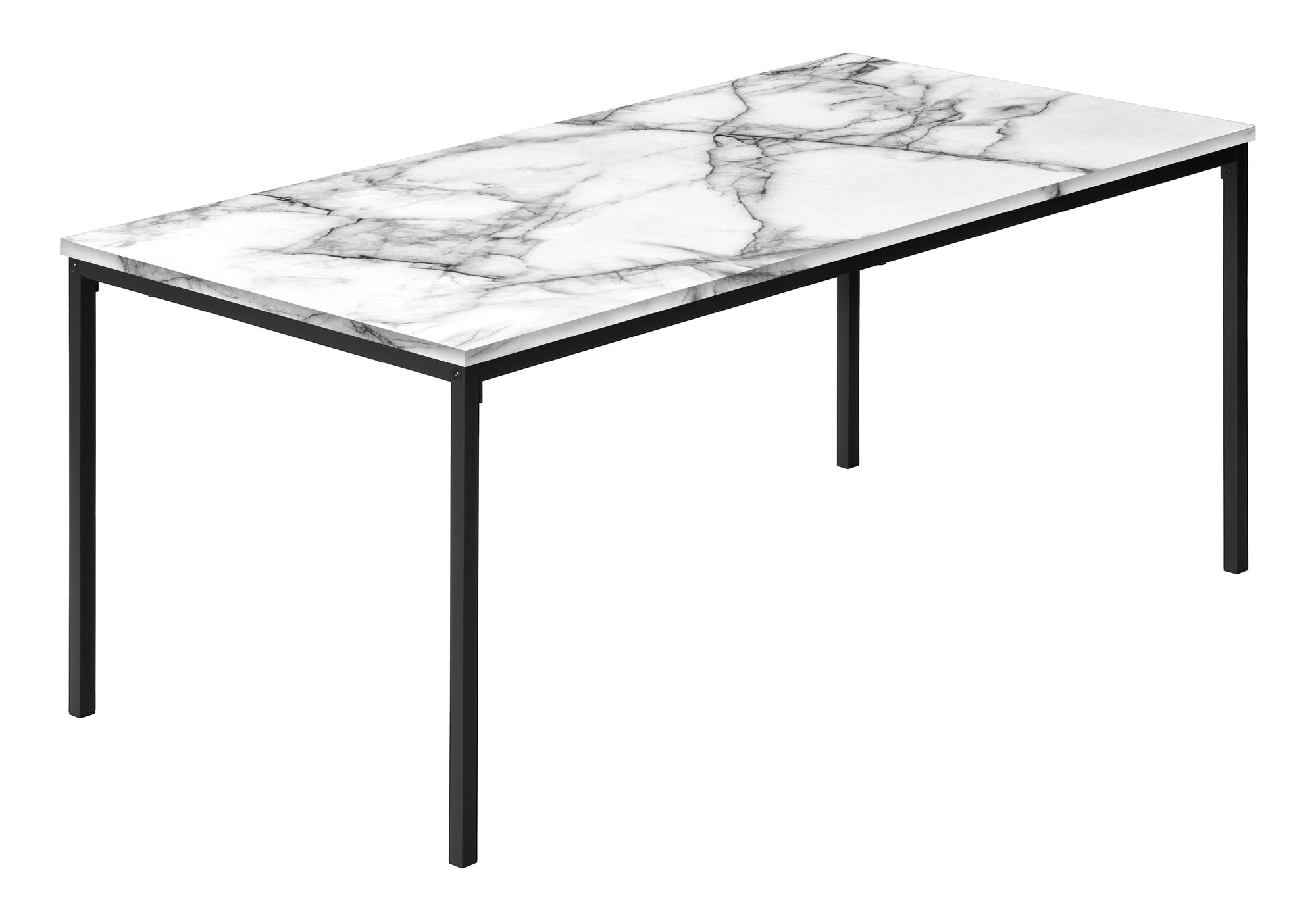 TABLE SET - 3PCS SET / WHITE MARBLE / BLACK METAL # I 7892P